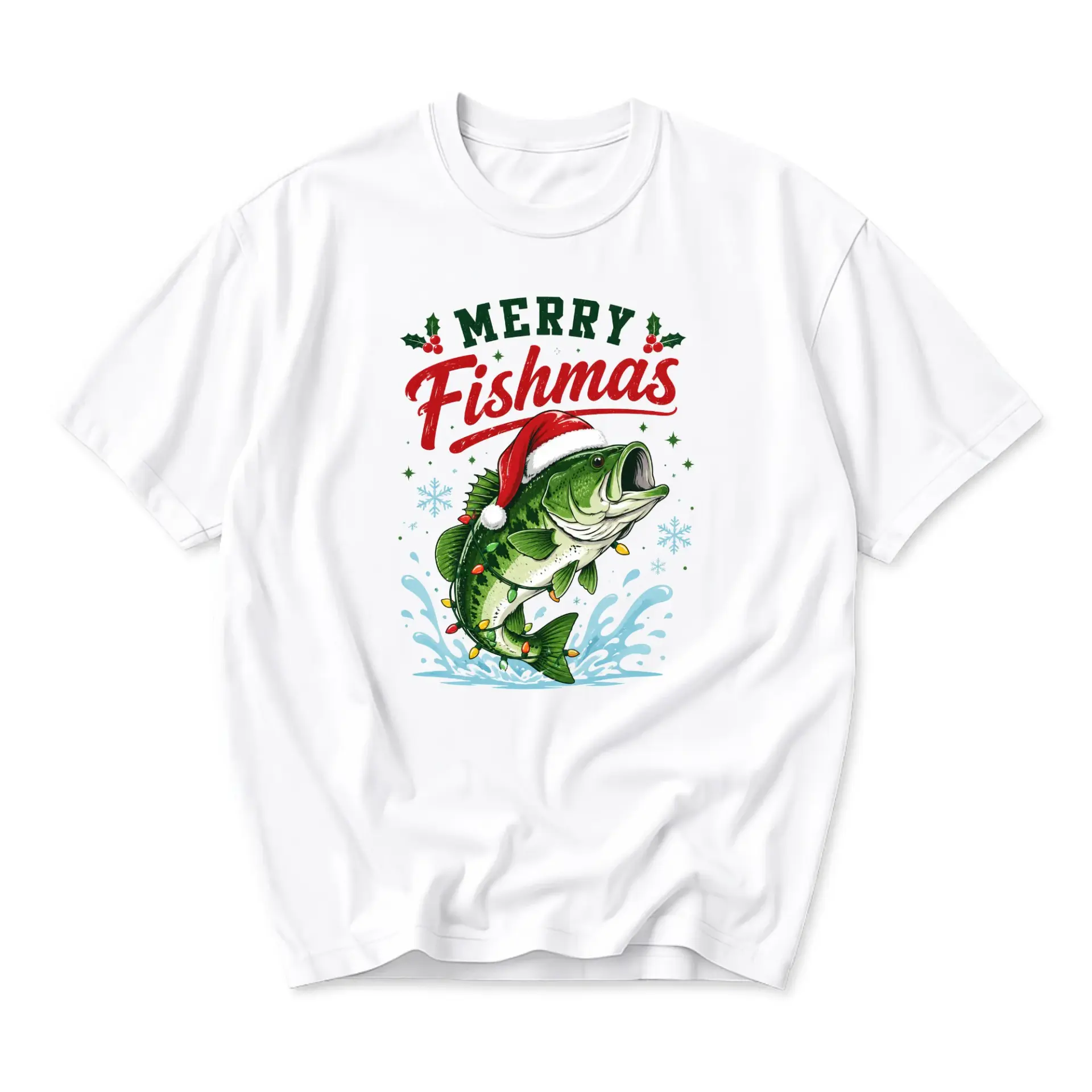 Funny Shirt Merry Fishmas Holiday Graphic Tee Unisex Casual Apparel for Fishing Enthusiasts and Celebrations