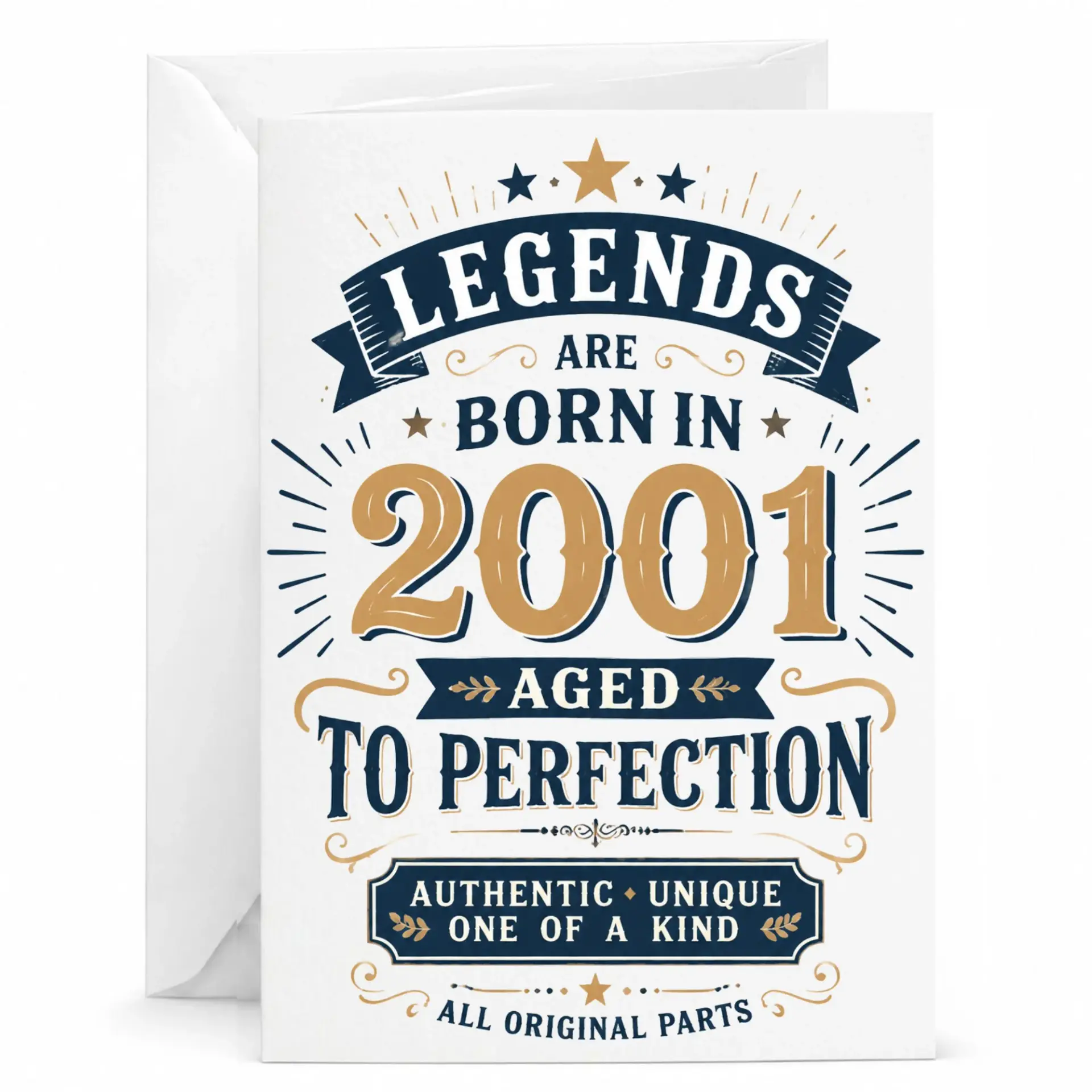 Birthday Card Legends Are Born in 2001 Aged to Perfection Vintage Style Greeting Card for Milestone Celebration