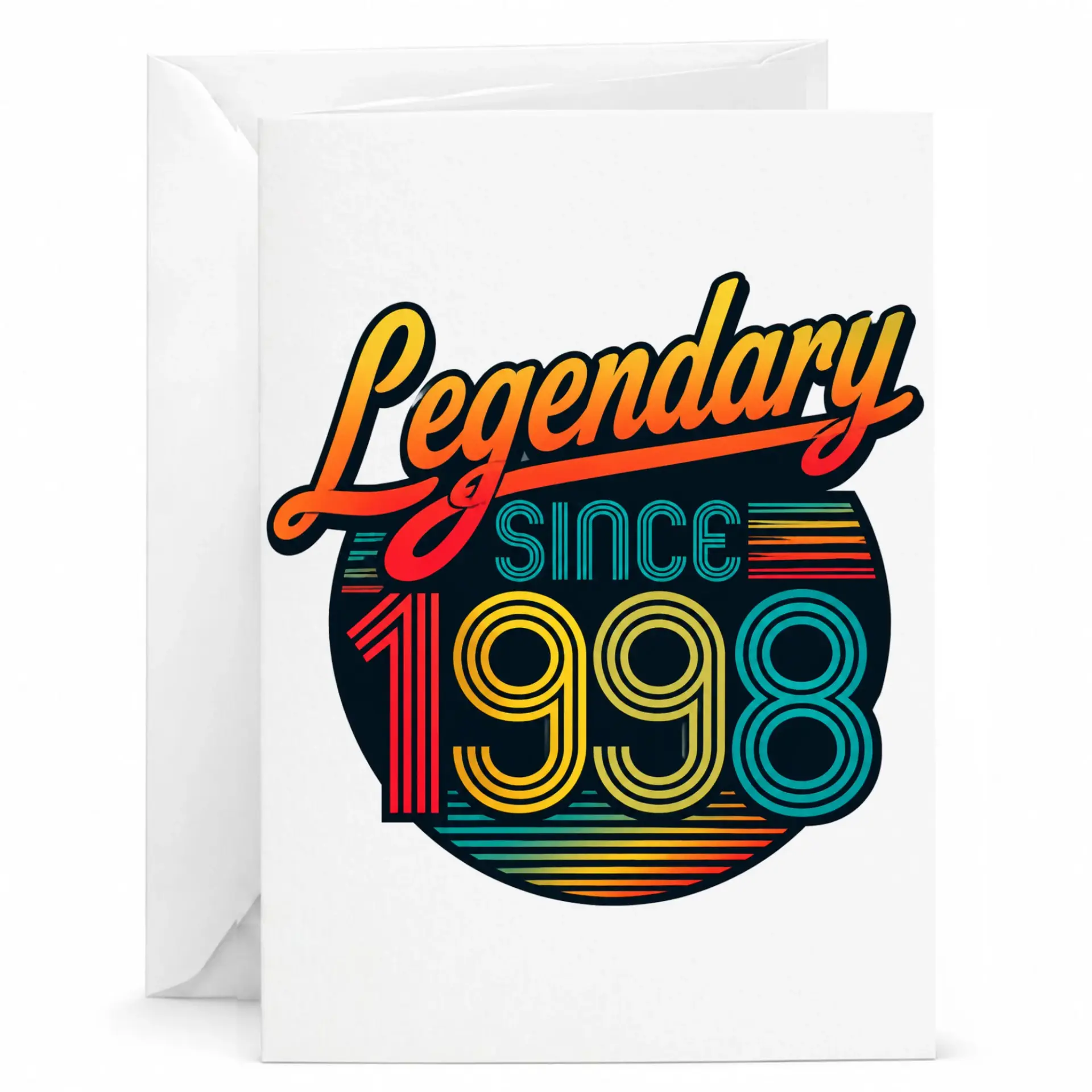 Birthday Card Legendary Since 1998 Vintage Style Retro Design Greeting Card for Milestone Celebrations and Birthdays