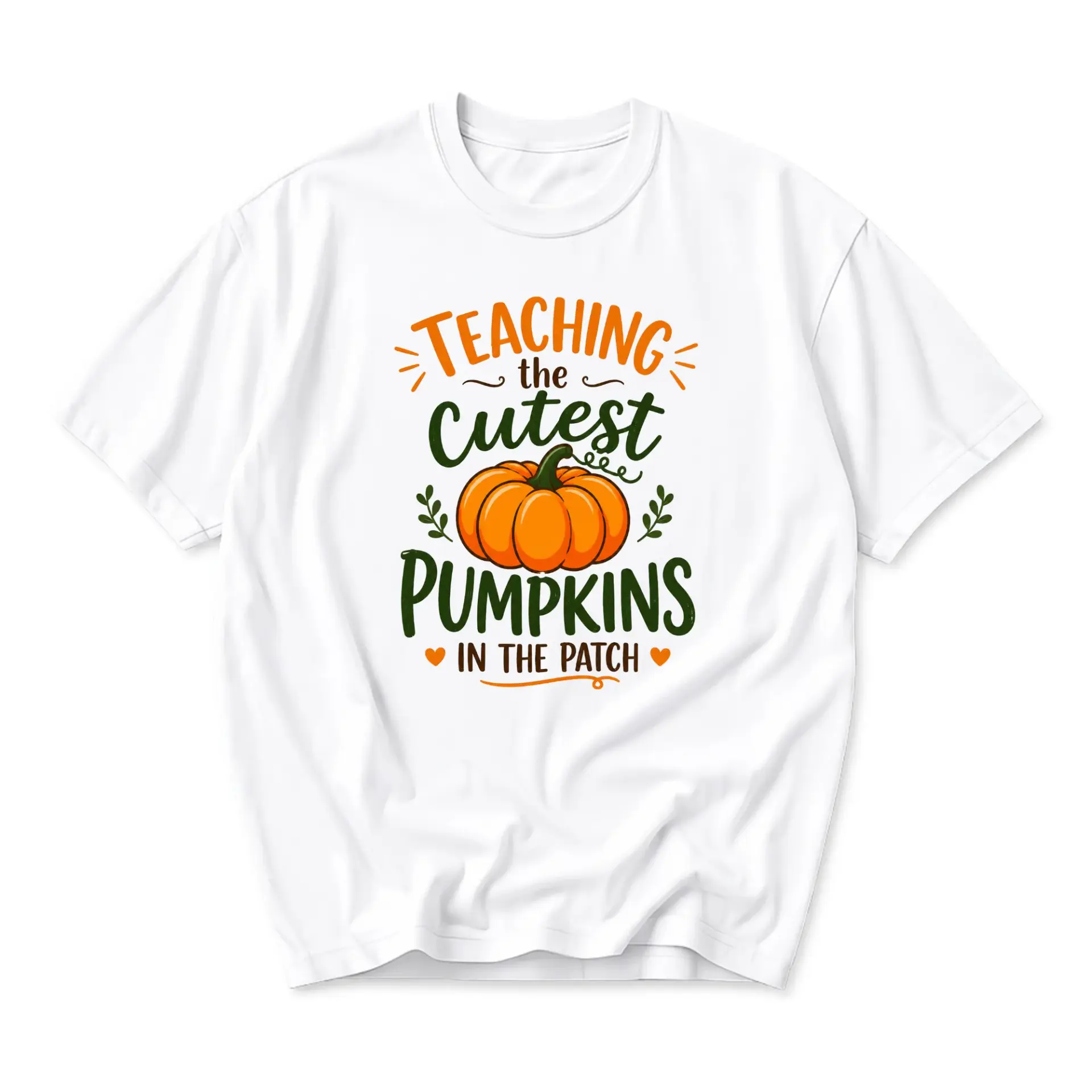 T-shirt Teaching the Cutest Pumpkins in the Patch Graphic Tee Autumn Season Unisex Crew Neck Apparel Fall Top