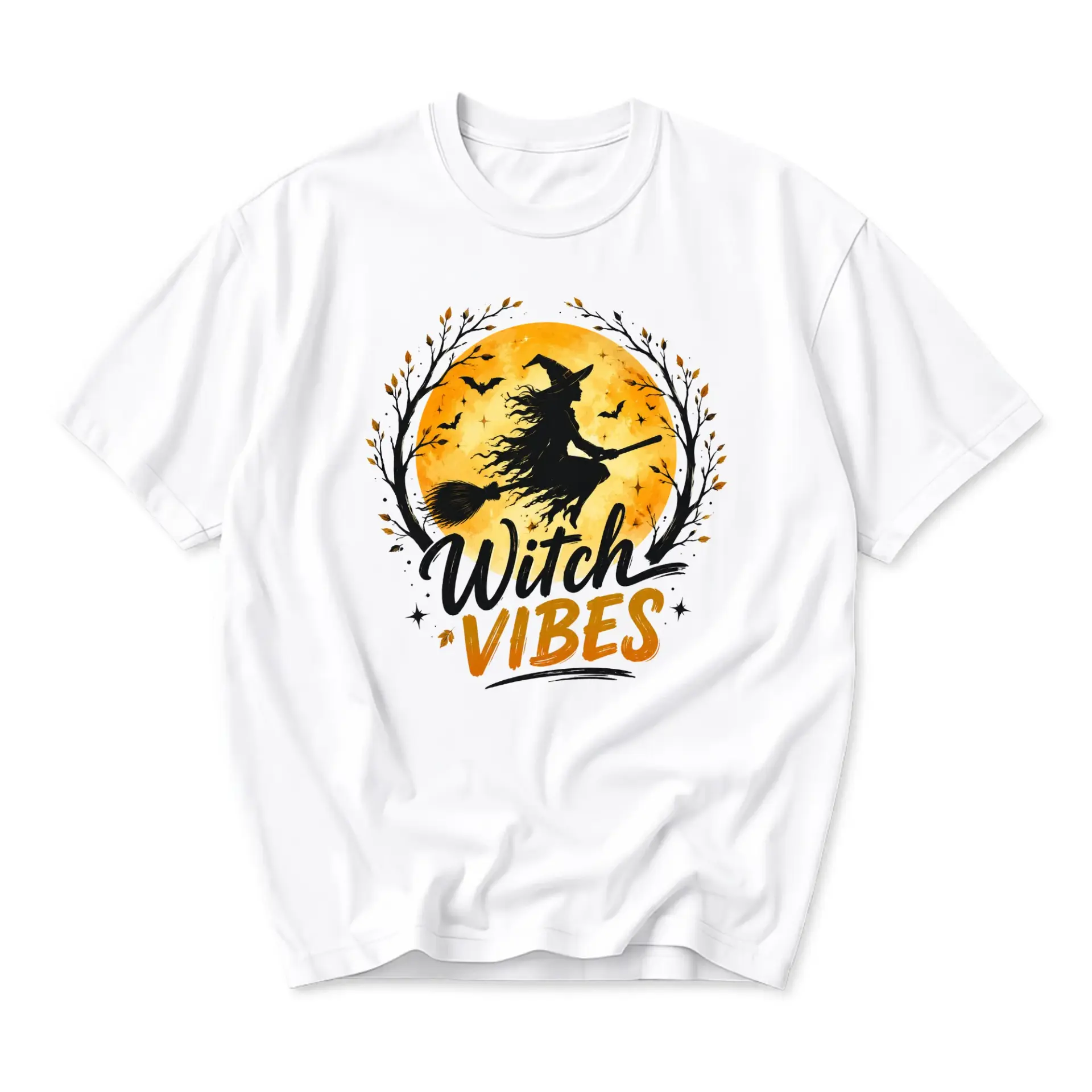 T-shirt Witch Vibes Graphic Tee Seasonal Fall Aesthetic Unisex Crew Neck Soft Cotton Blend Everyday Casual Top