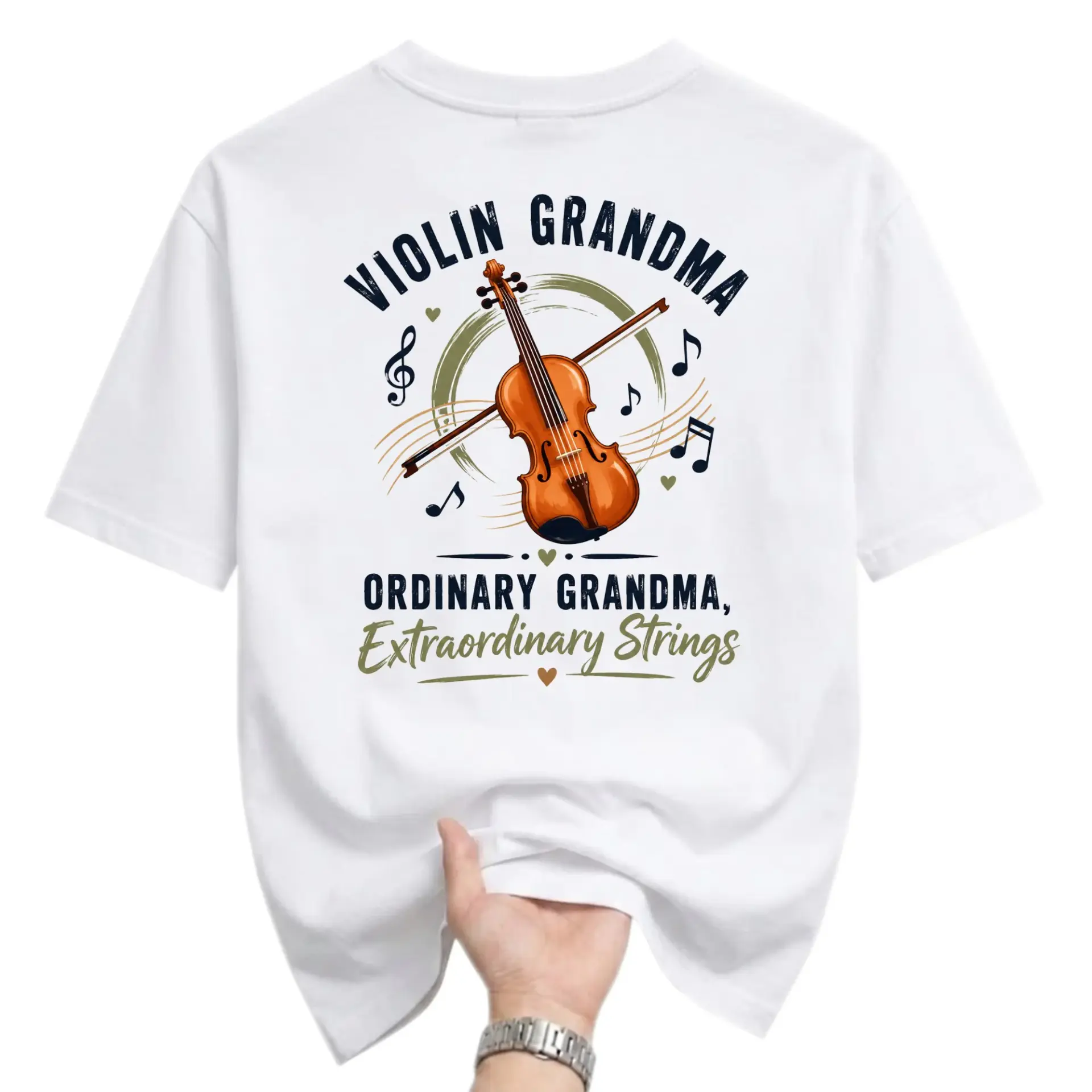Graphic Tee Violin Grandma Shirt for Music Lovers Unisex Casual Crew Neck