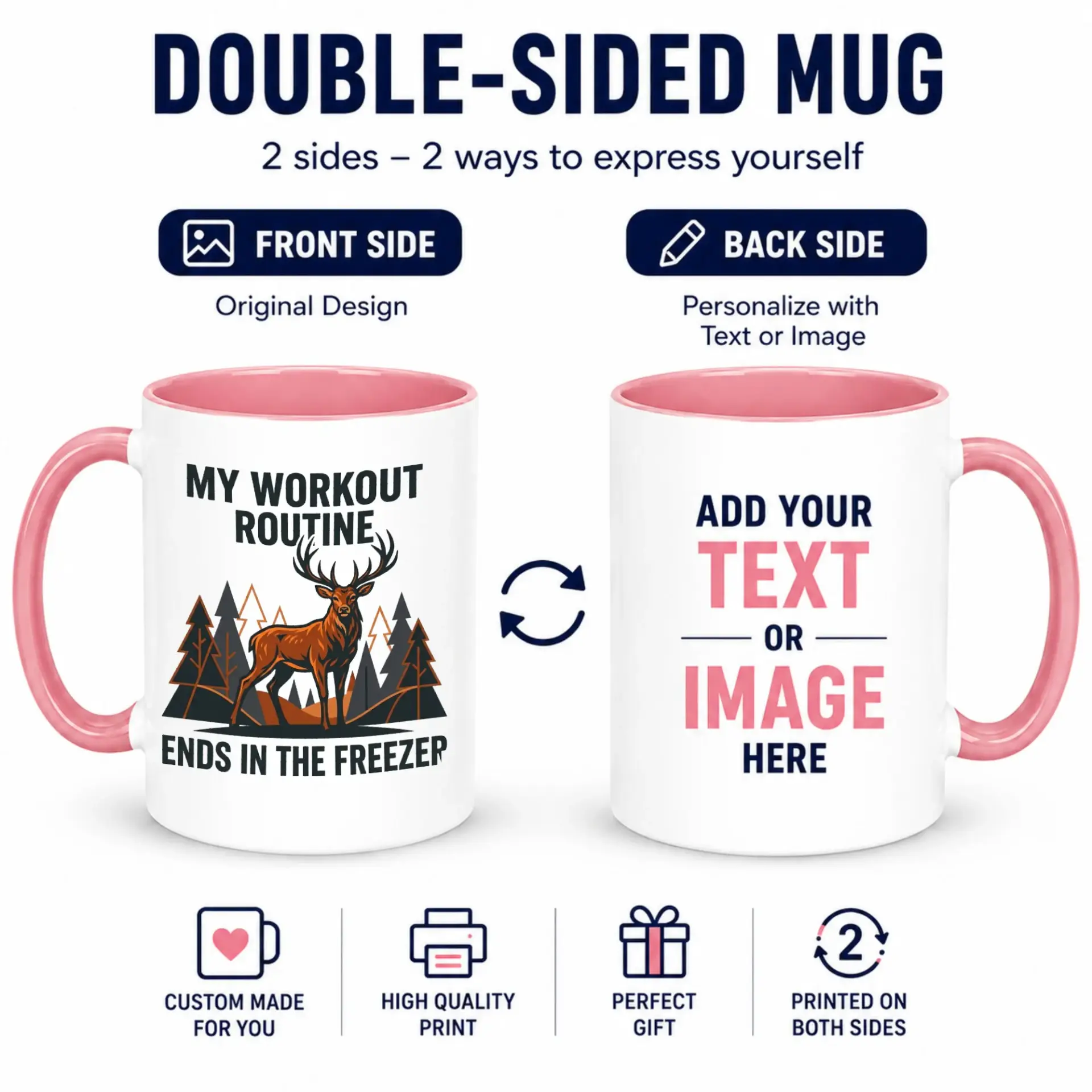 Funny Hunting Themed Ceramic Coffee Mug with Deer and Forest Design, Humorous Workout Routine Statement for Outdoorsmen and Hunters