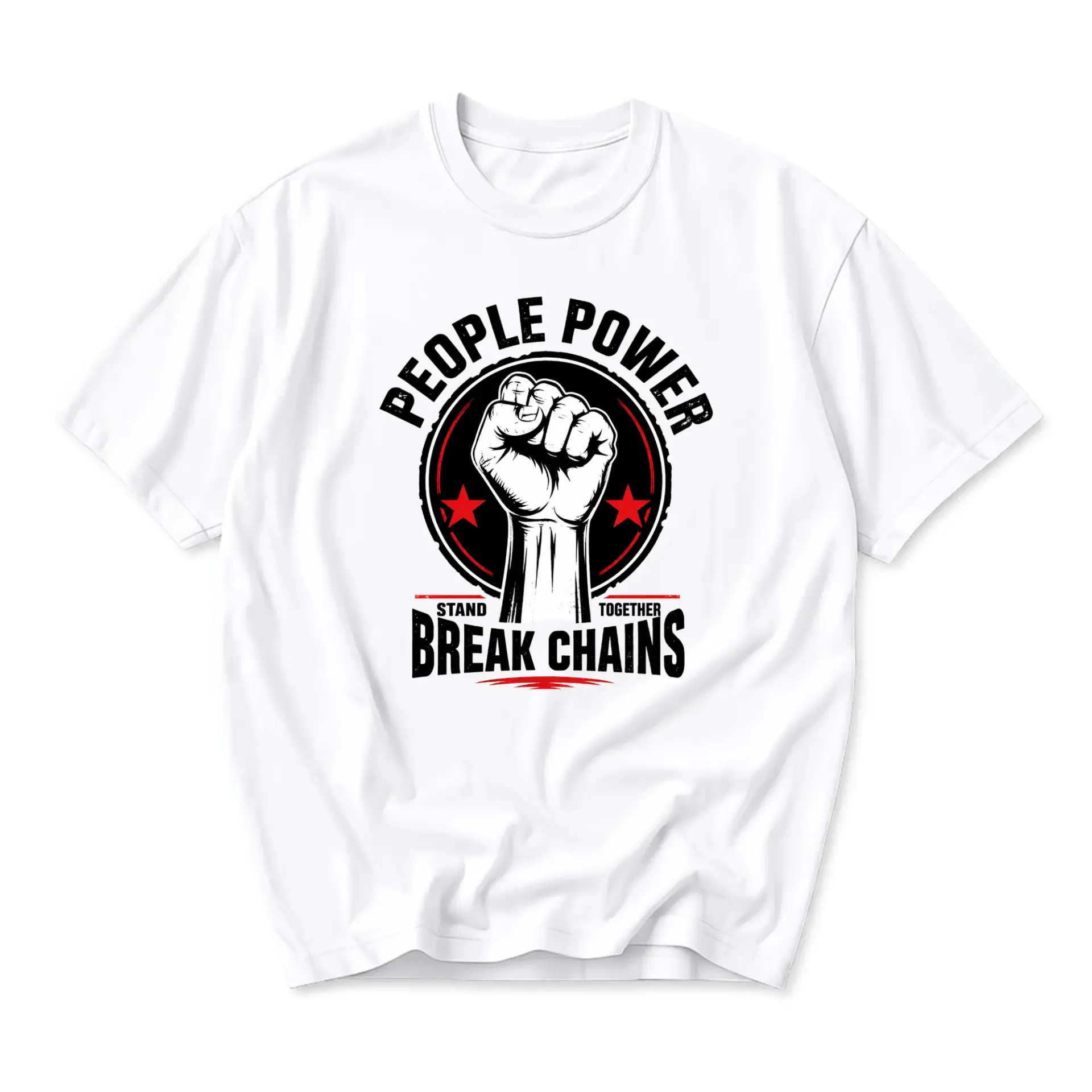 Graphic Tee People Power Stand Together Break Chains Unisex Crew Neck Shirt for Casual Style and Expression
