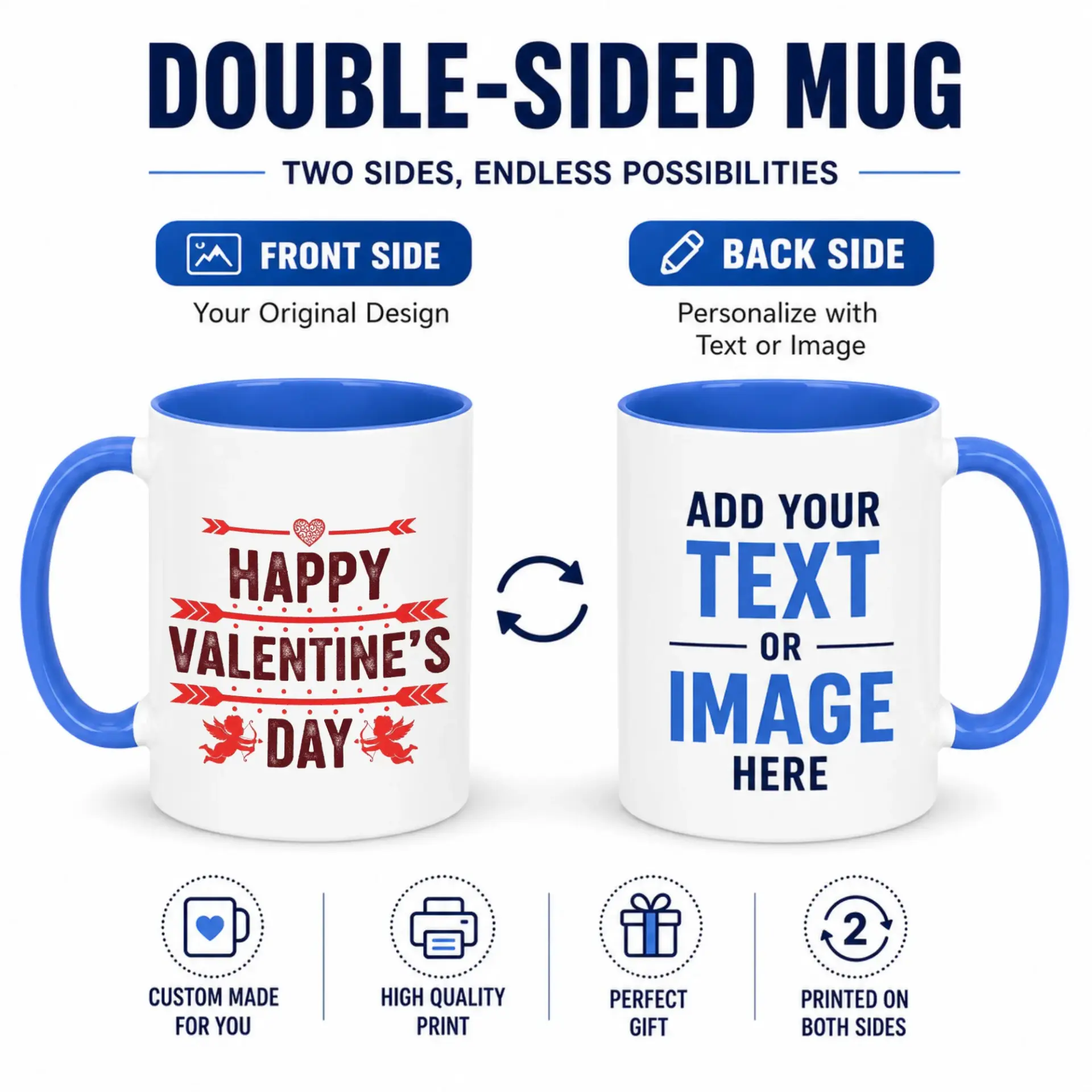 Ceramic Coffee Mug with Happy Valentine's Day Design, Festive Holiday Drinkware for Hot Beverages, Cupid Arrows and Heart Accent, Ideal Gift for Loved Ones
