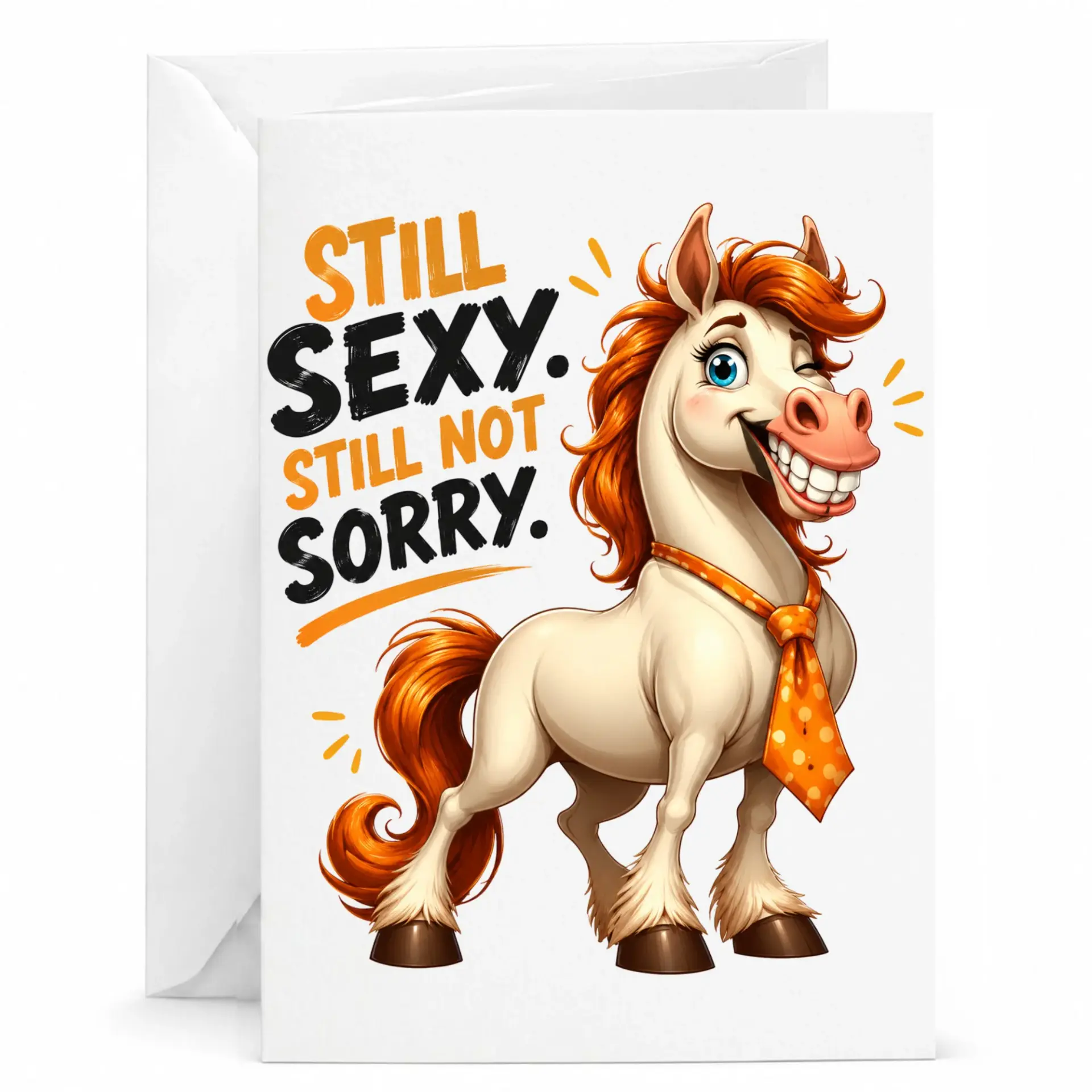 Funny Greeting Card Still Sexy Not Sorry Horse Design Birthday Anniversary Encouragement Paper Note