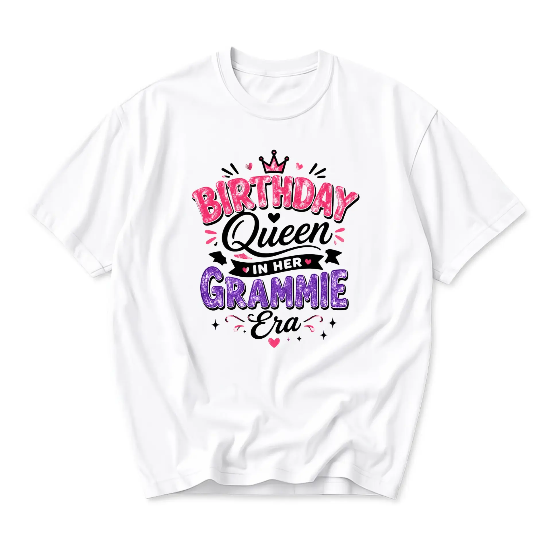 Graphic Tee Birthday Queen in Her Grammie Era Unisex Cotton Crew Neck