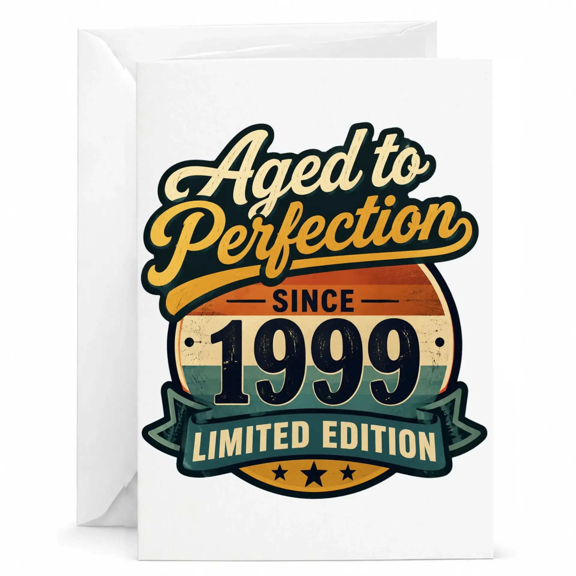 Birthday Card Aged to Perfection Since 1999 Vintage Style Greeting Card for Milestone Celebrations and Anniversary