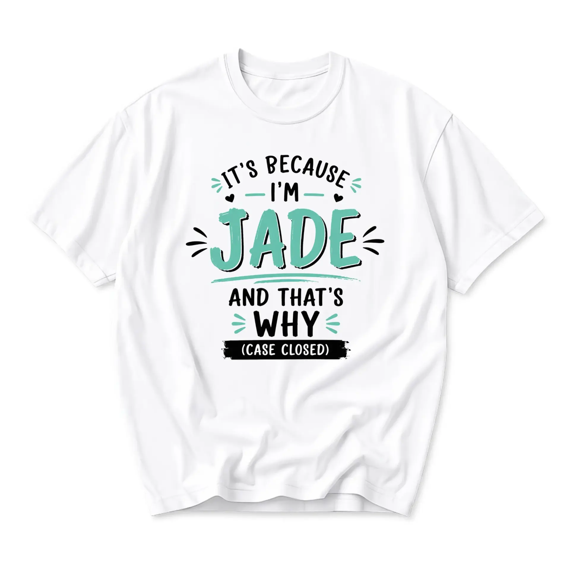 Funny Shirt It Is Because I Am Jade and That Is Why Case Closed Graphic Unisex Crew Neck Casual Cotton Tee