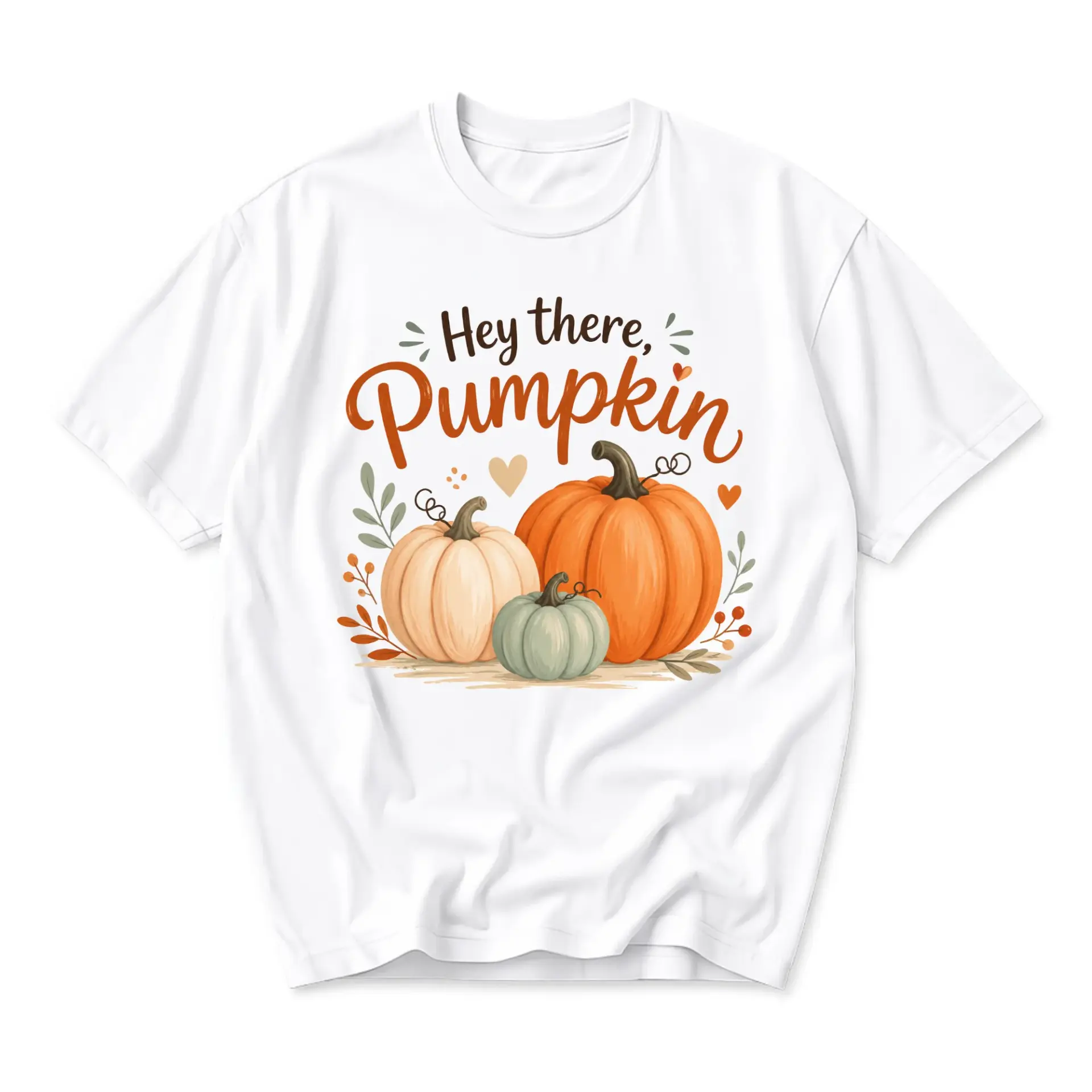 Graphic Tee Hey There Pumpkin Fall Seasonal Autumn Shirt Unisex Casual Crew Neck Comfortable Cotton Blend Top