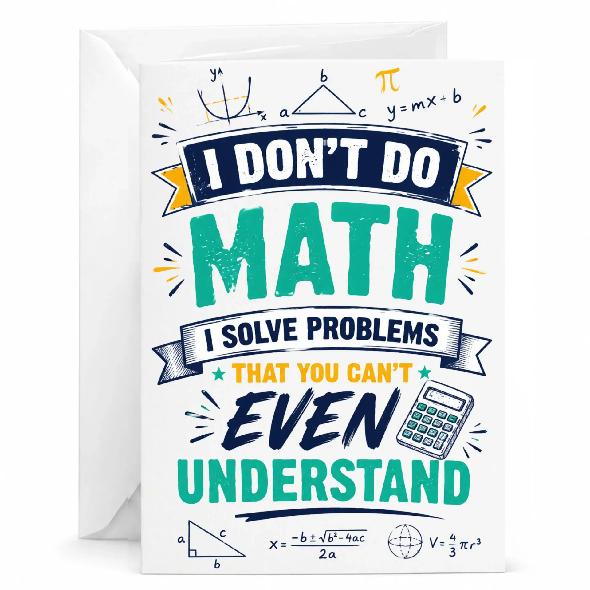Funny Math Greeting Card for Problem Solvers Mathematical Humor Birthday Note Educational Design