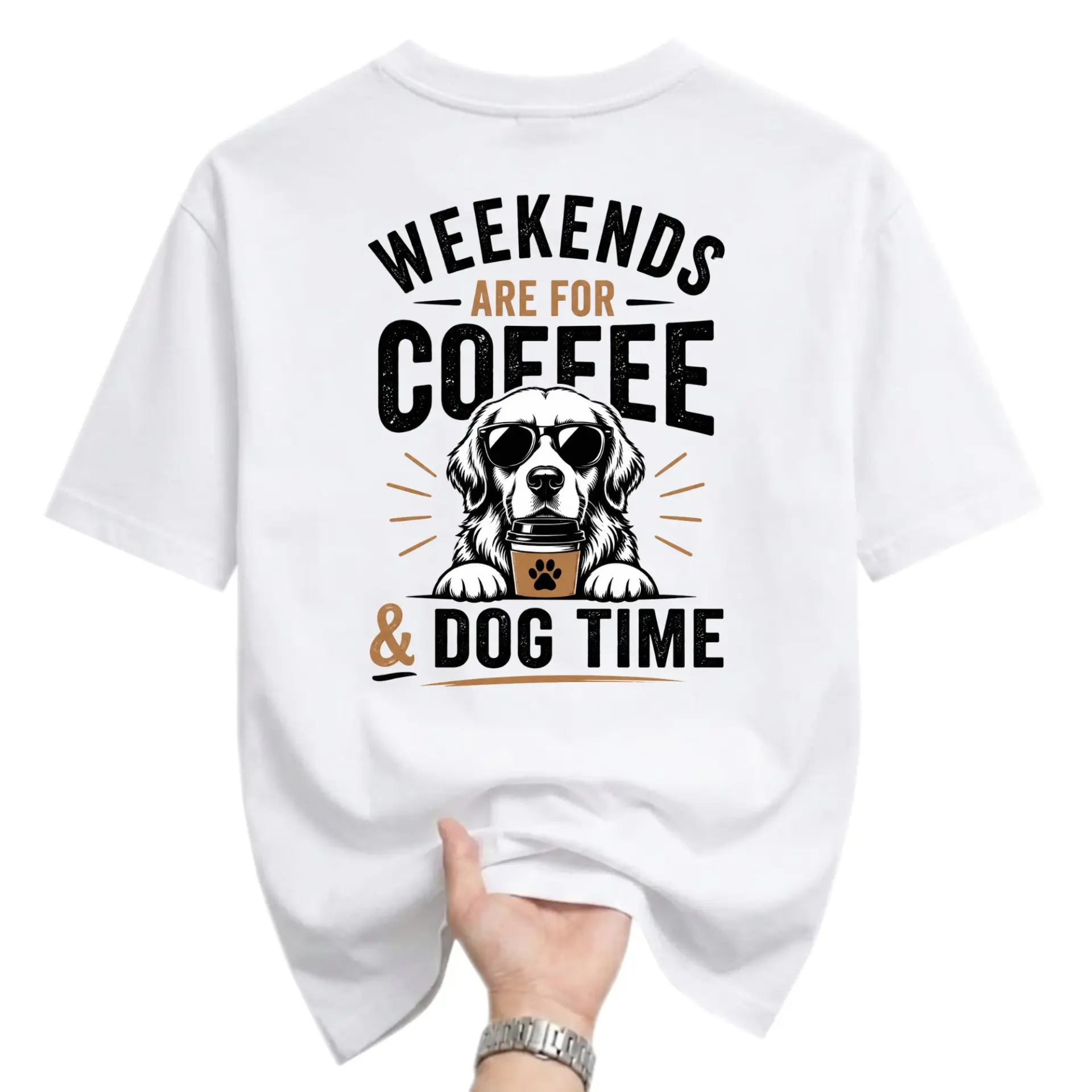 Graphic Tee Weekends Are for Coffee and Dog Time Cute Lover Short Sleeve