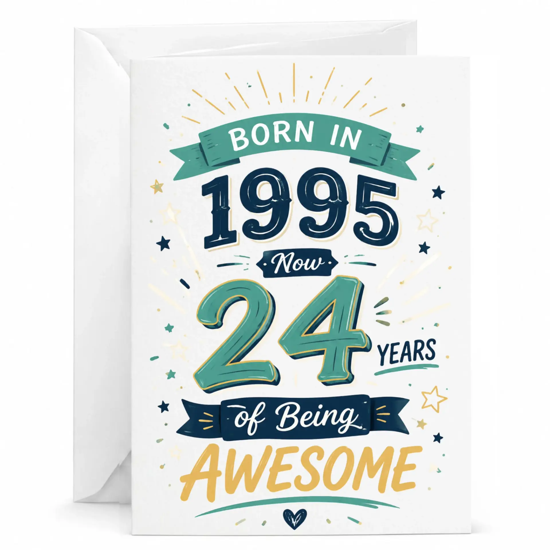 Birthday Card Born in 1995 24 Years of Being Awesome Greeting Card Anniversary Celebration Stationery Keepsake Gift