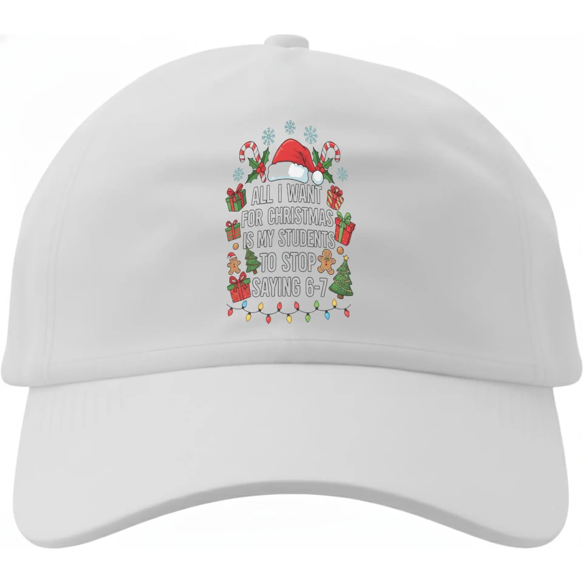 Dad Hat Funny Christmas Teacher Baseball Cap Holiday Humorous Quote Print Unisex Casual Cotton Adjustable Headwear