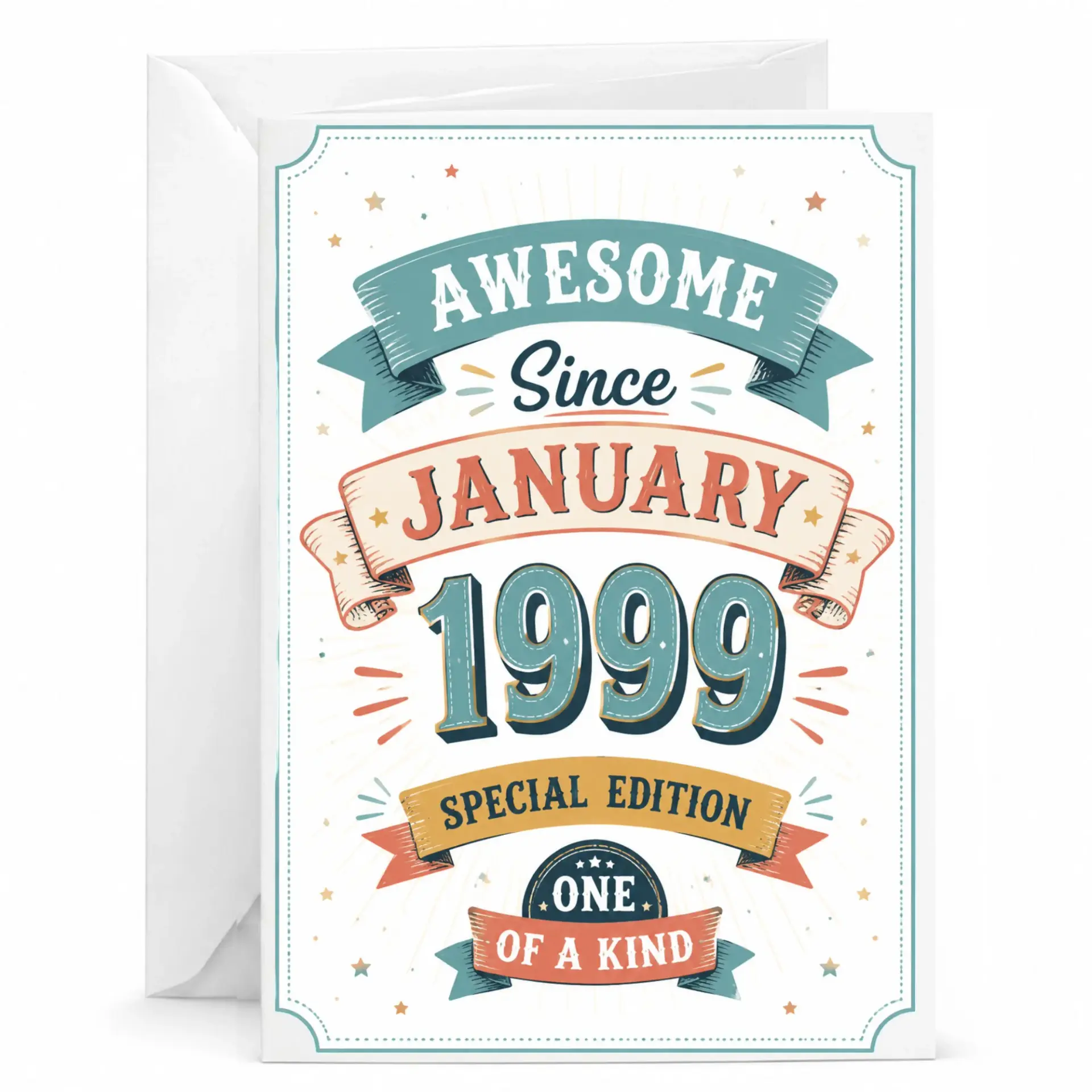 Greeting Card Awesome Since January 1999 Special Edition One of a Kind Vintage Birthday Keepsake Folded Paper Card