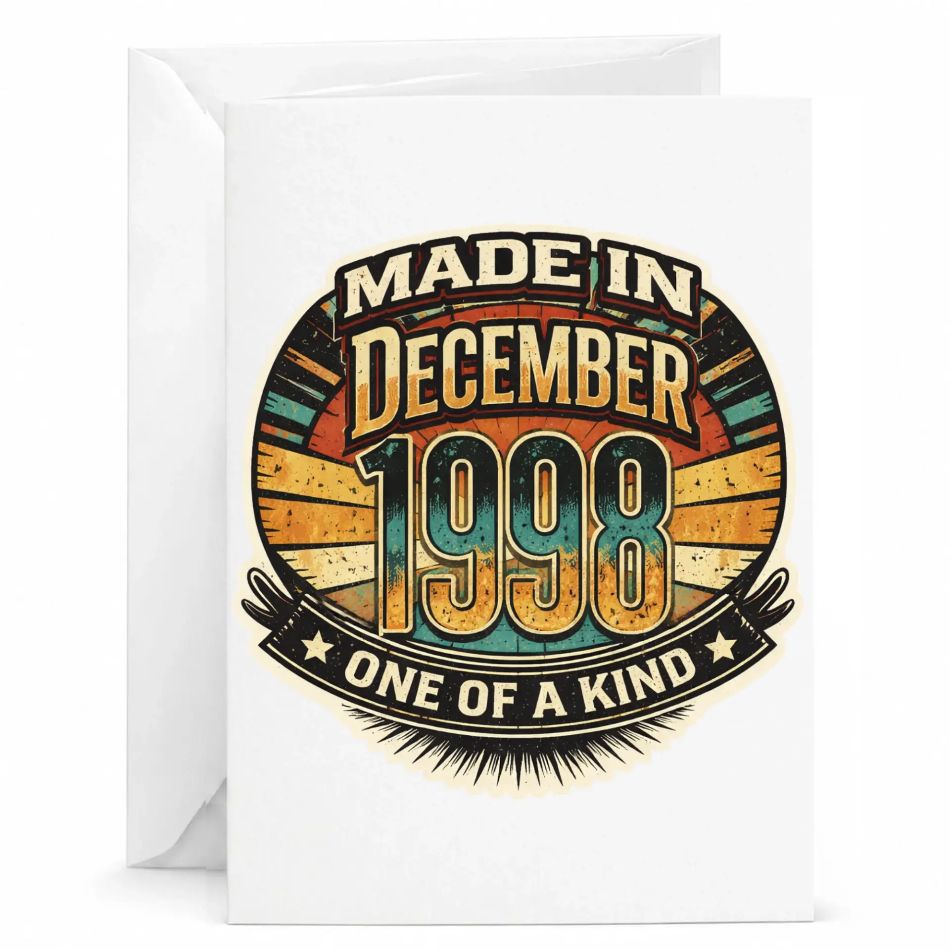 Greeting Card Made in December 1998 One of a Kind Vintage Style Birthday Keepsake Stationery for Men and Women