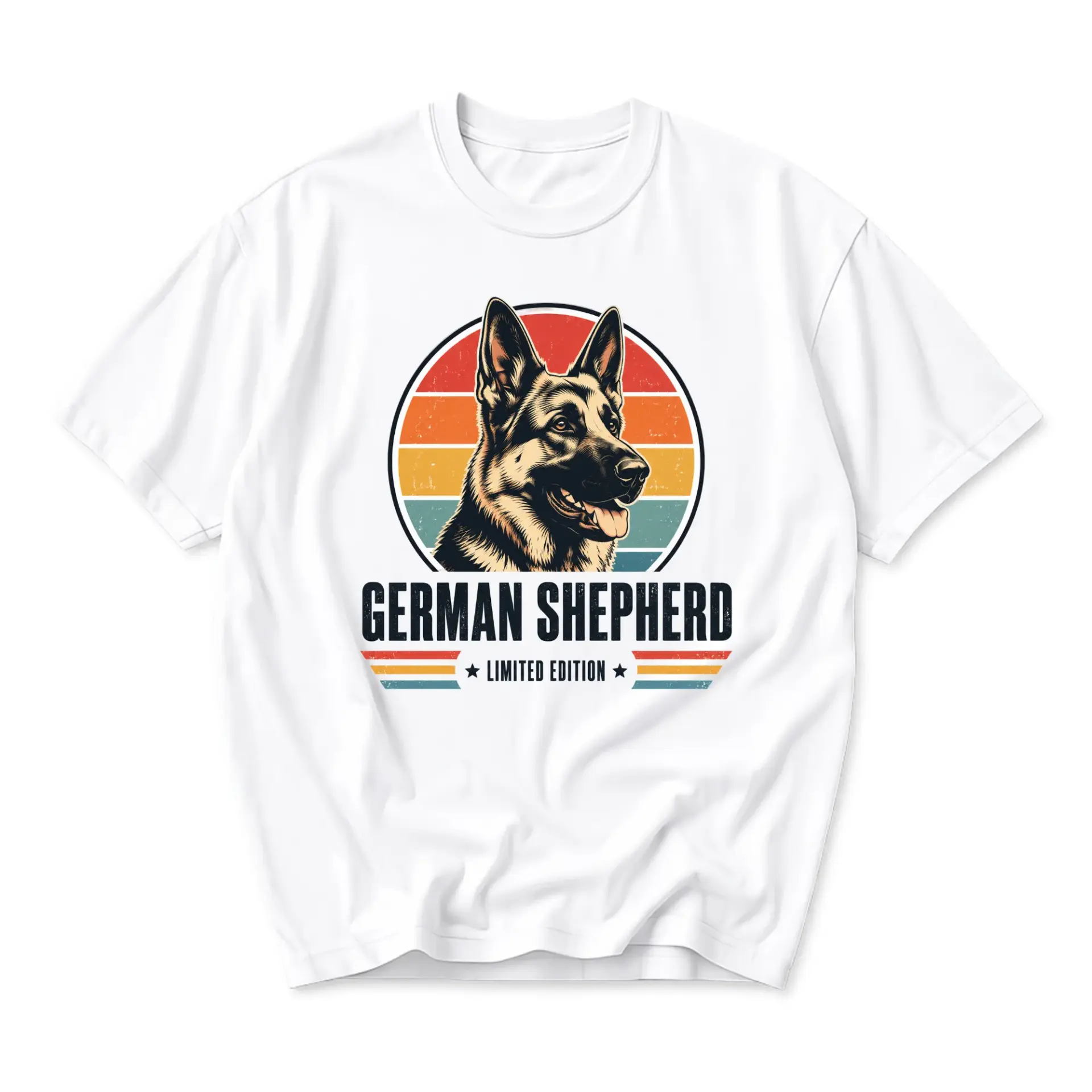 German Shepherd Graphic Tee Vintage Style Dog Breed Print Unisex Crew Neck Casual Shirt for Everyday Comfort Wear
