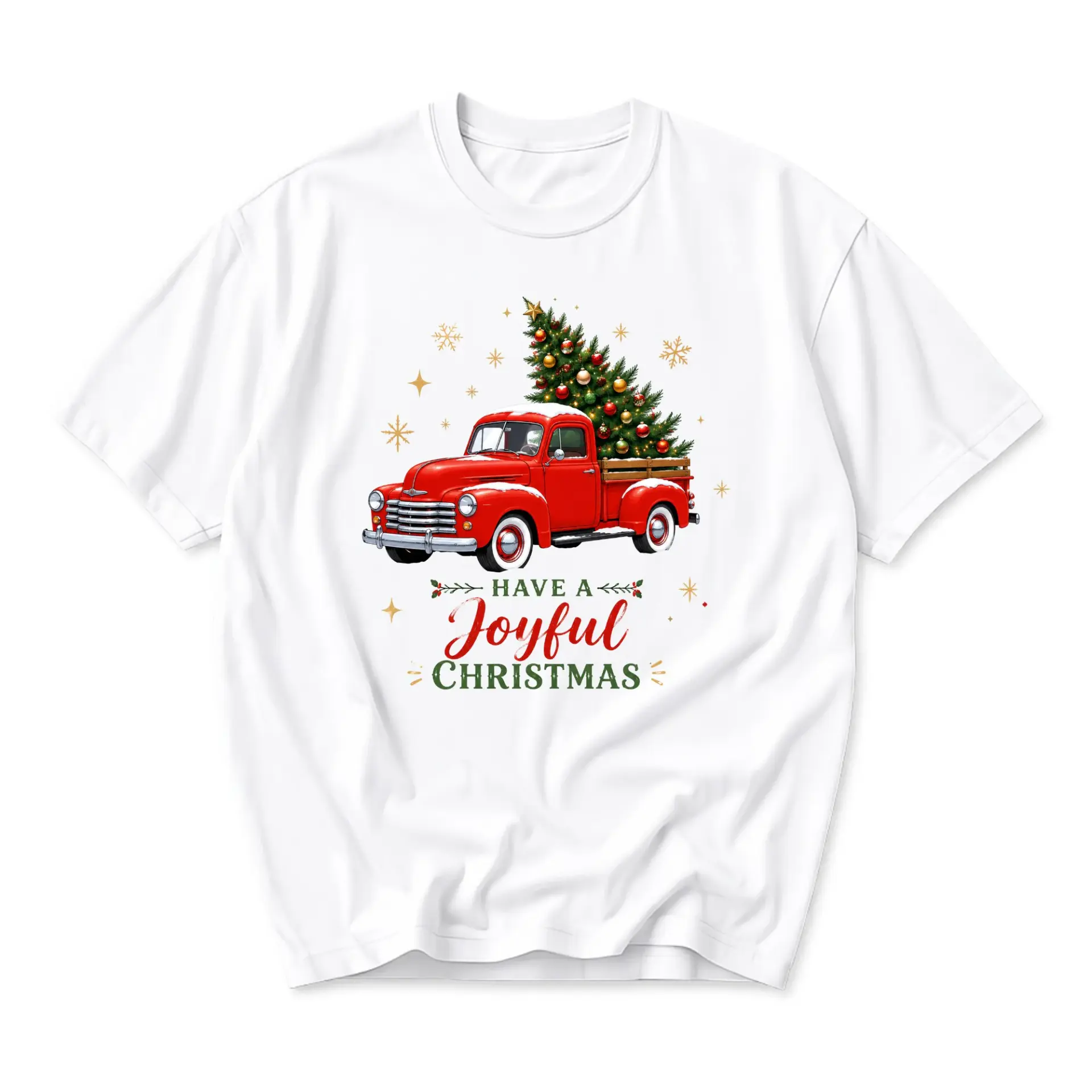 Graphic Tee Unisex Christmas T-Shirt Featuring Pickup Truck Carrying