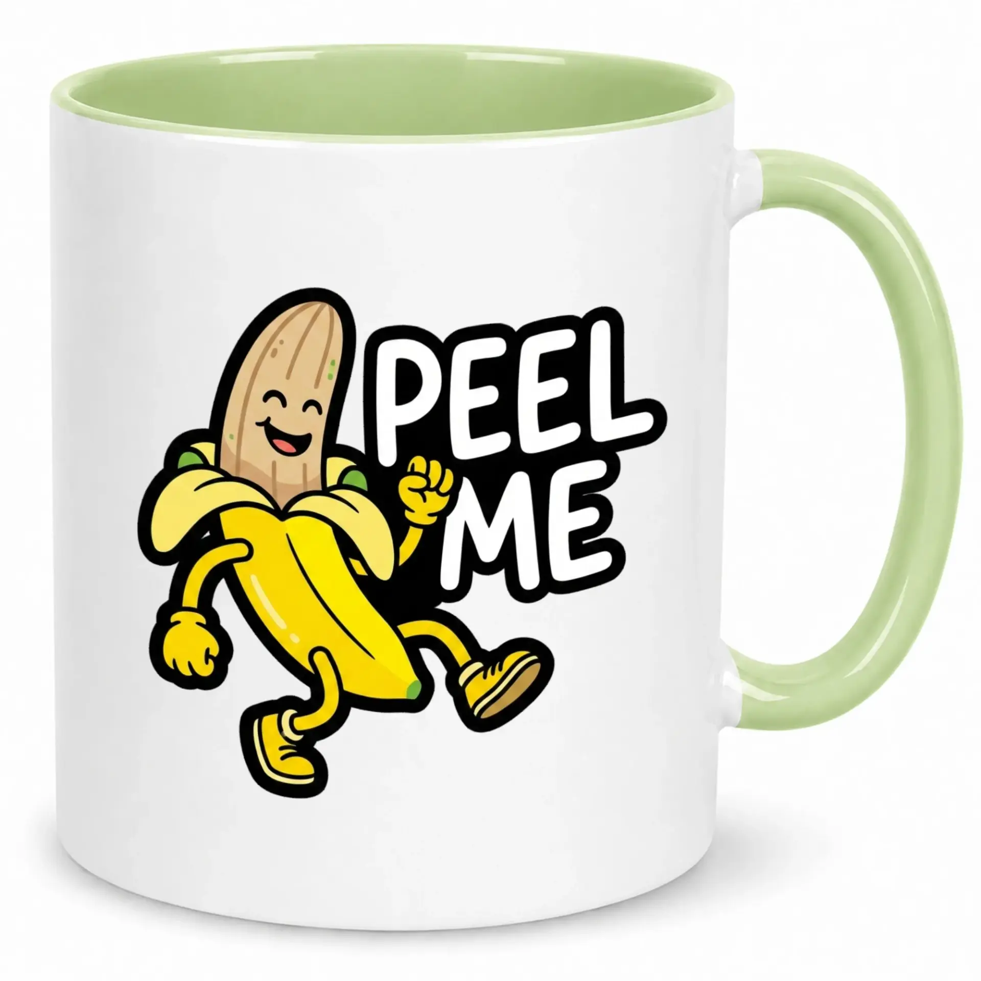 Funny Banana Character 'peel Me' Ceramic Coffee Mug, Cute Fruit Themed Drinkware, Novelty Beverage Cup for Kitchen and Office