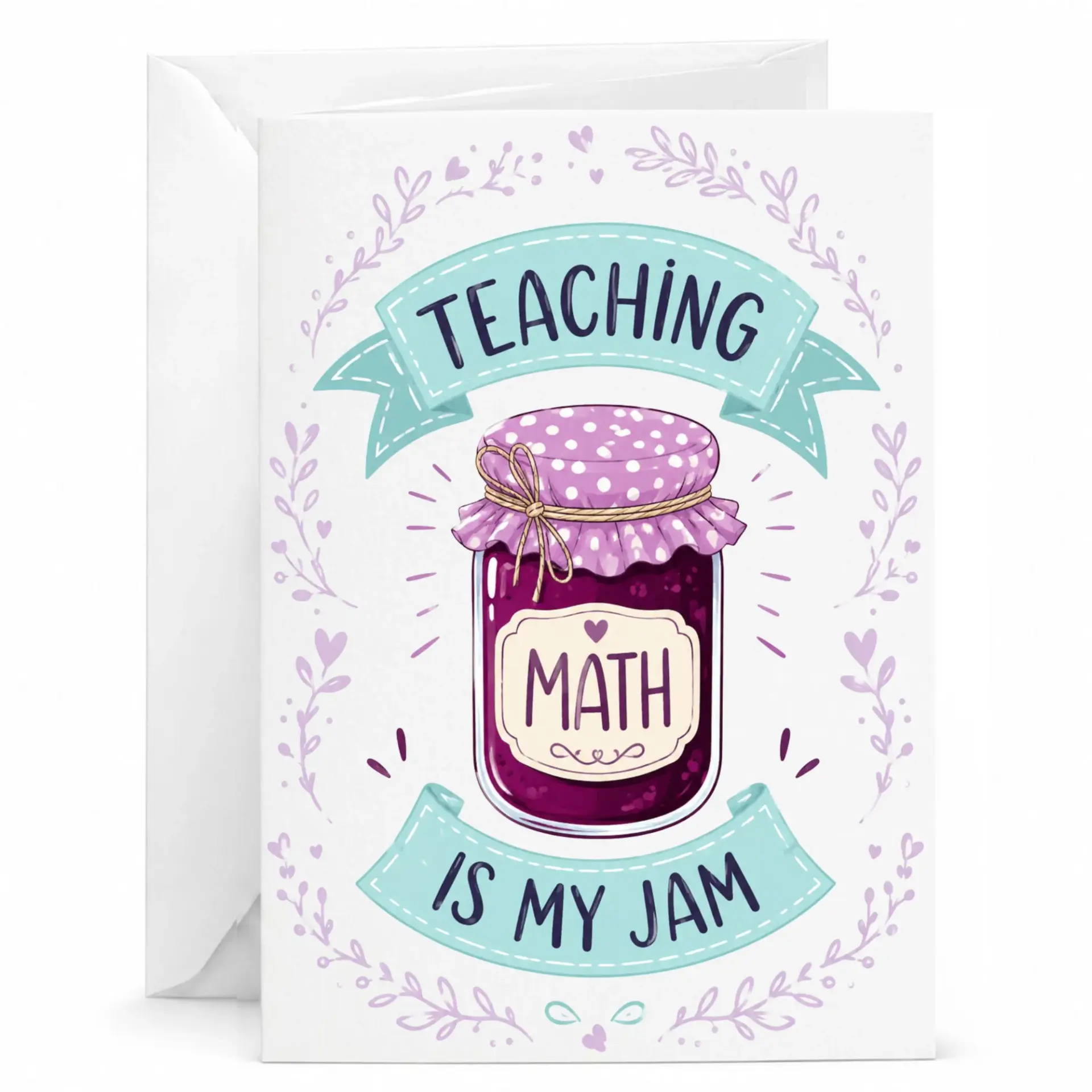 Greeting Card Funny Math Teacher Pun Illustration Note for Educators