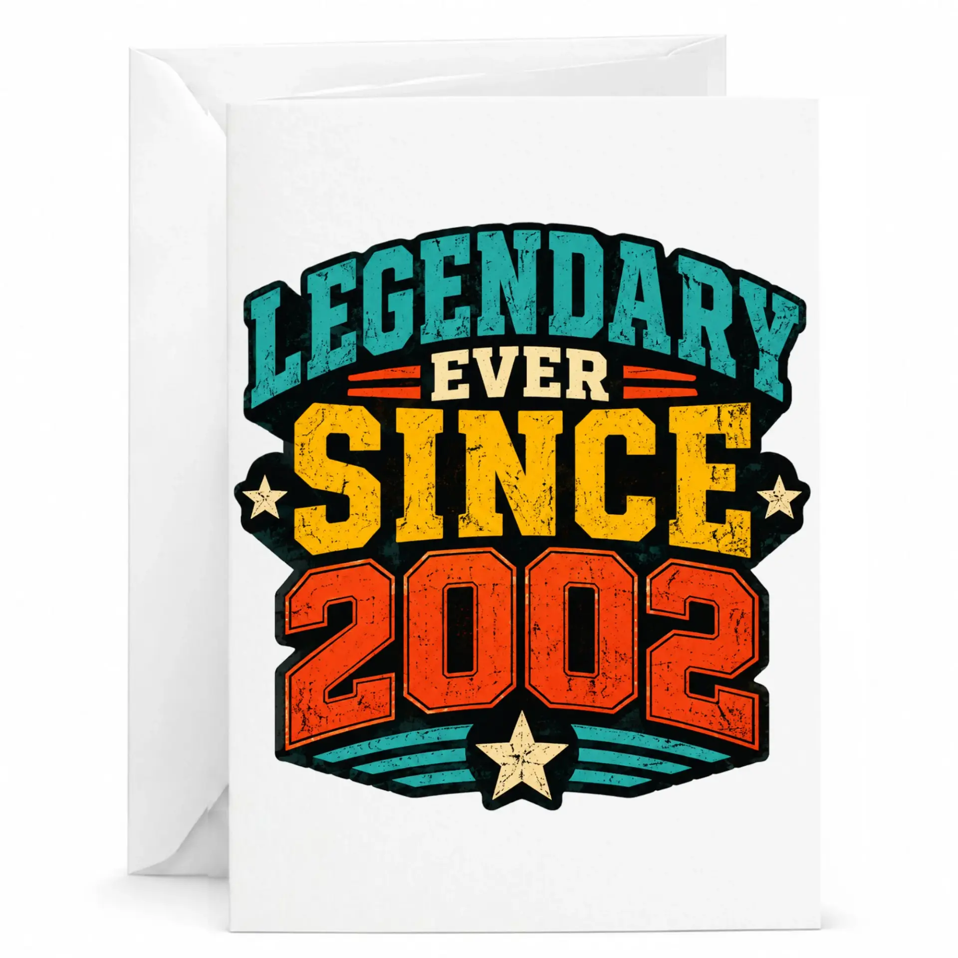 Birthday Card Legendary Ever Since 2002 Retro Vintage Style Greeting Card for Milestone Celebration and Special Events