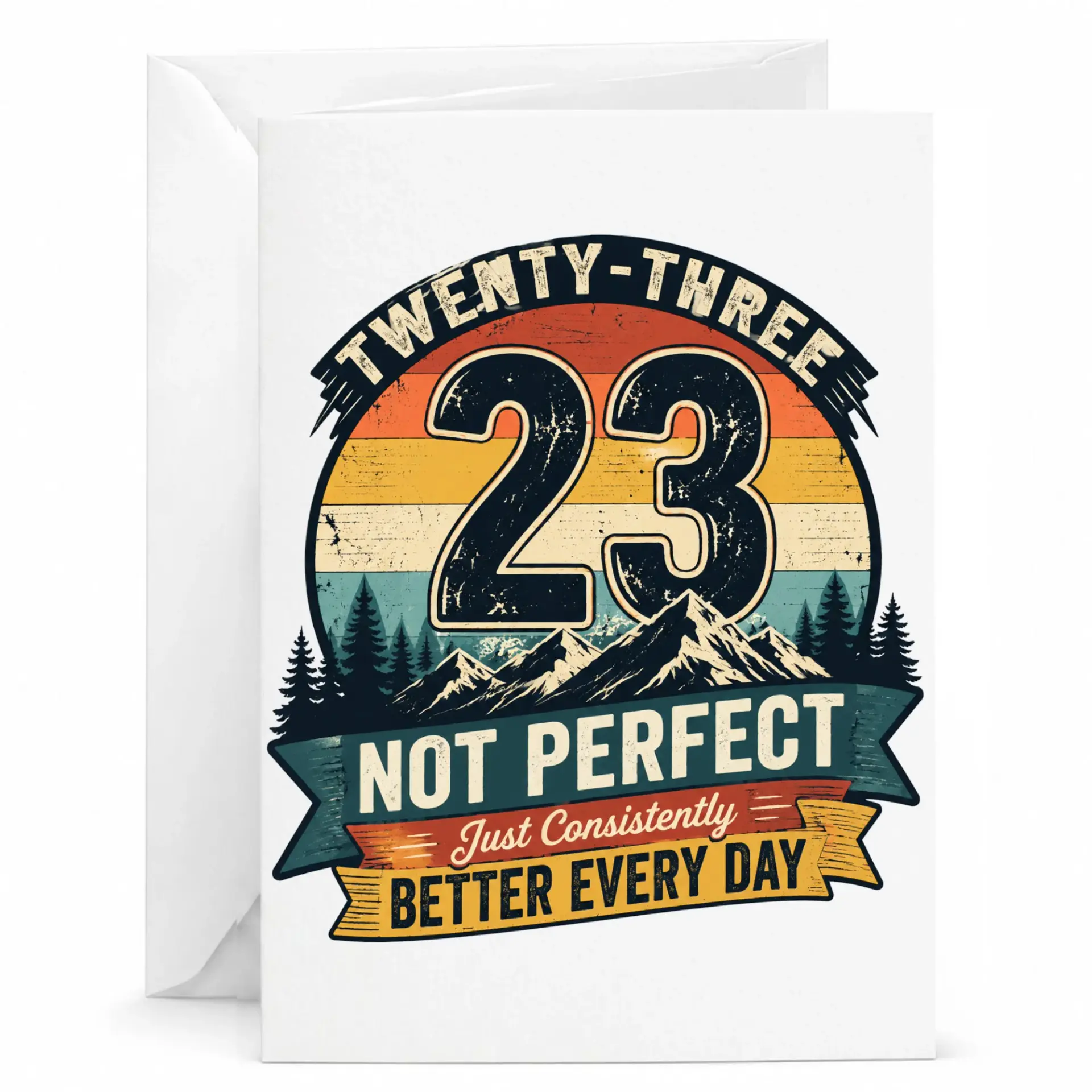 Birthday Card Twenty-Three Not Perfect Just Consistently Better Every Day Greeting Card for Twenty Third Milestone
