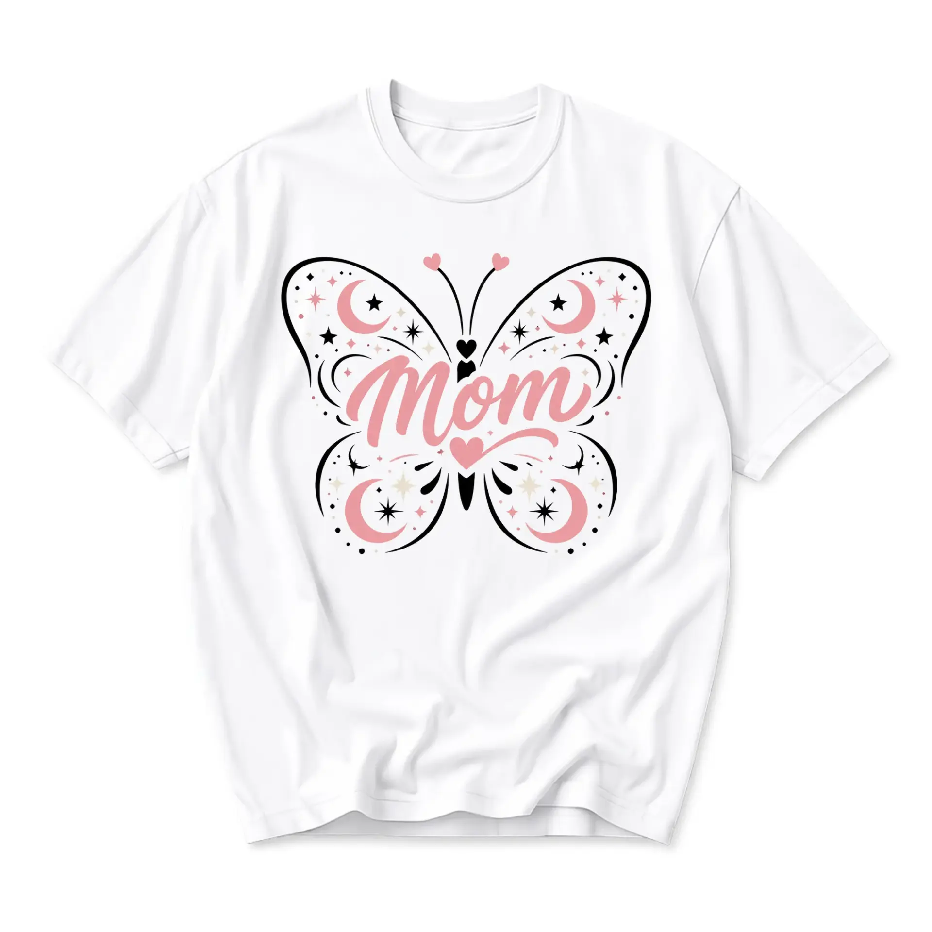 Graphic Tee Mom Butterfly Aesthetic Art Print Casual Unisex Short Sleeve Crew Neck Cotton Blend White Shirt