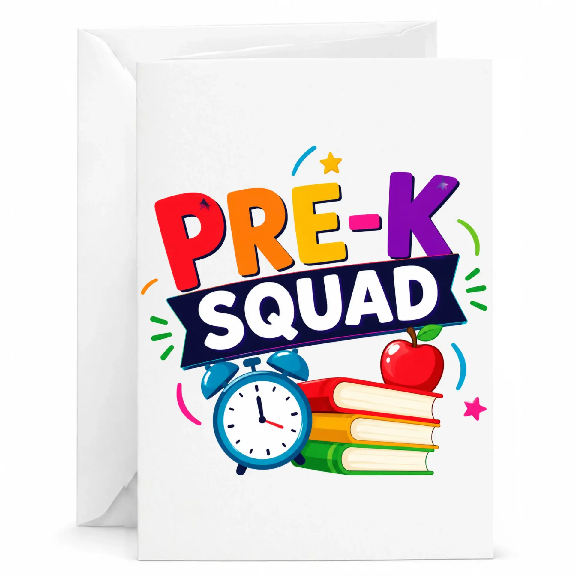 Greeting Card Pre-K Squad Education Themed Illustrated Stationery for Early Achievement and Appreciation
