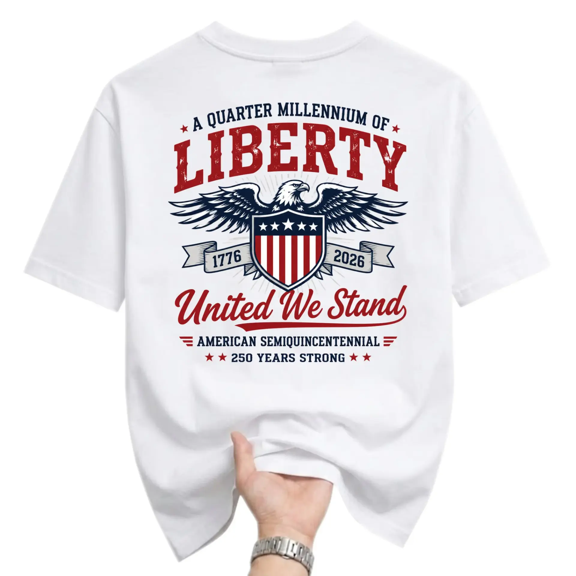 T-shirt American Quarter Millennium Liberty Graphic Tee United We Stand 250 Years Anniversary Commemorative Top