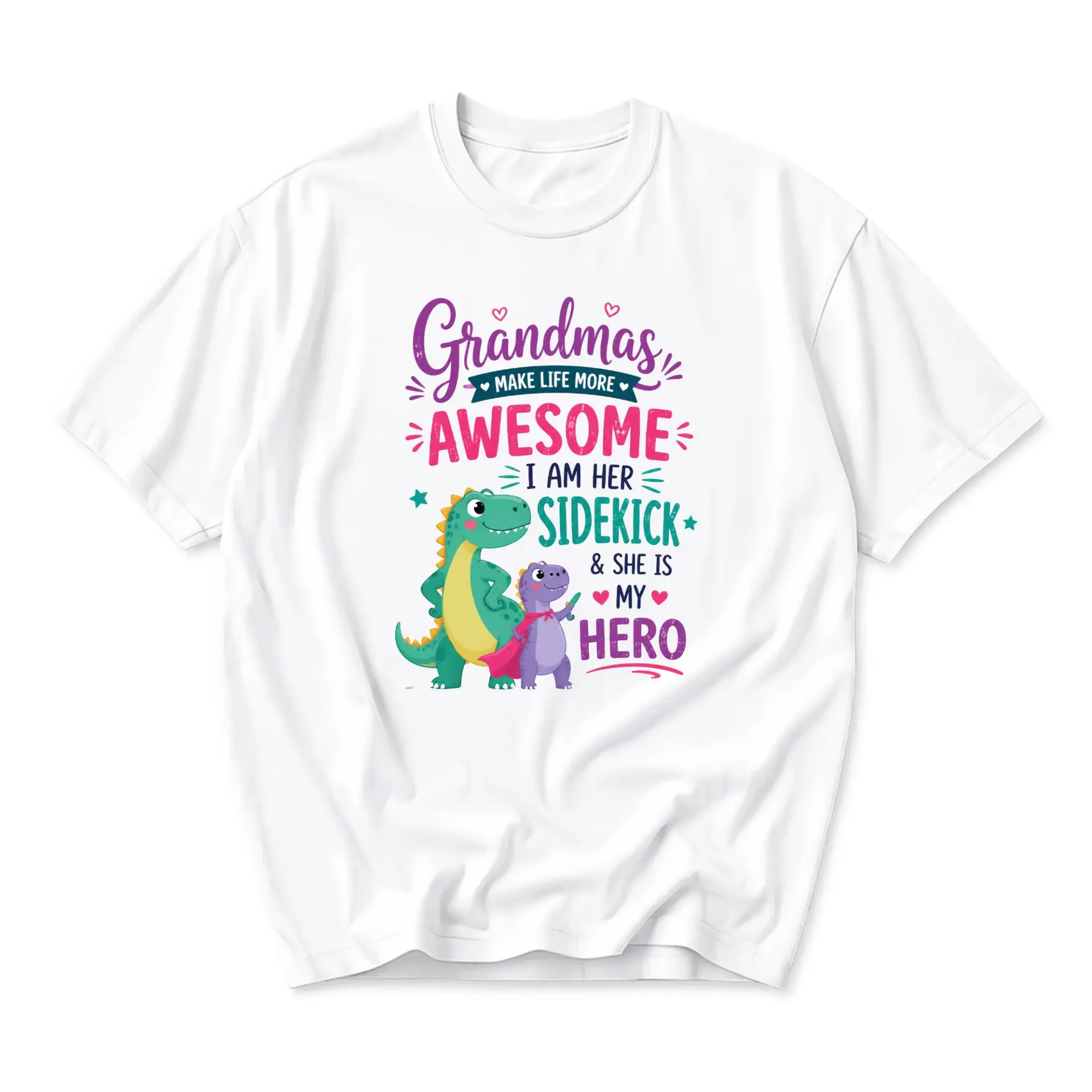 Graphic Tee Grandmas Make Life More Awesome Sidekick Hero Dinosaur Print