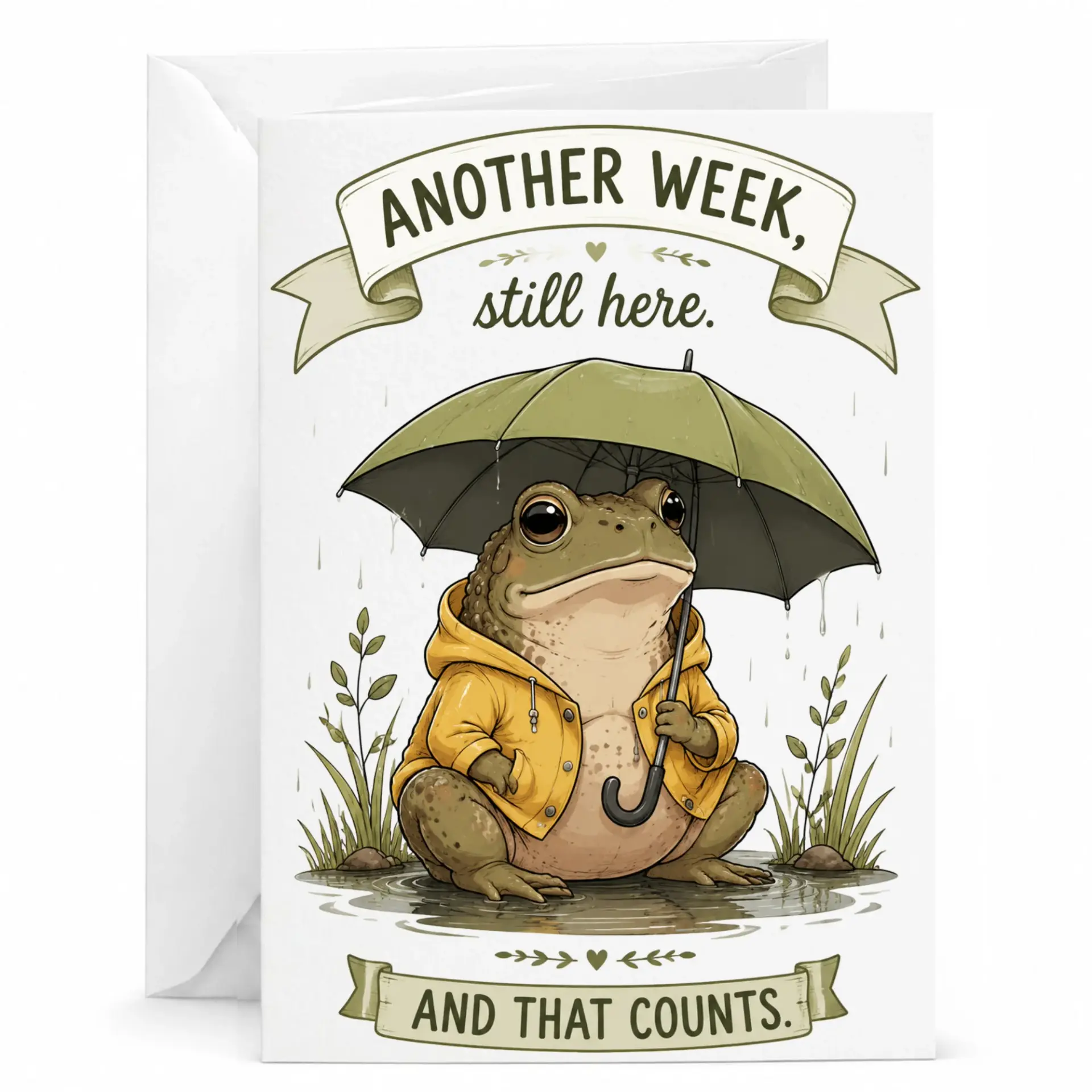 Funny Greeting Card Another Week Encouragement for Friends and Family 5x7 Inches with Envelope