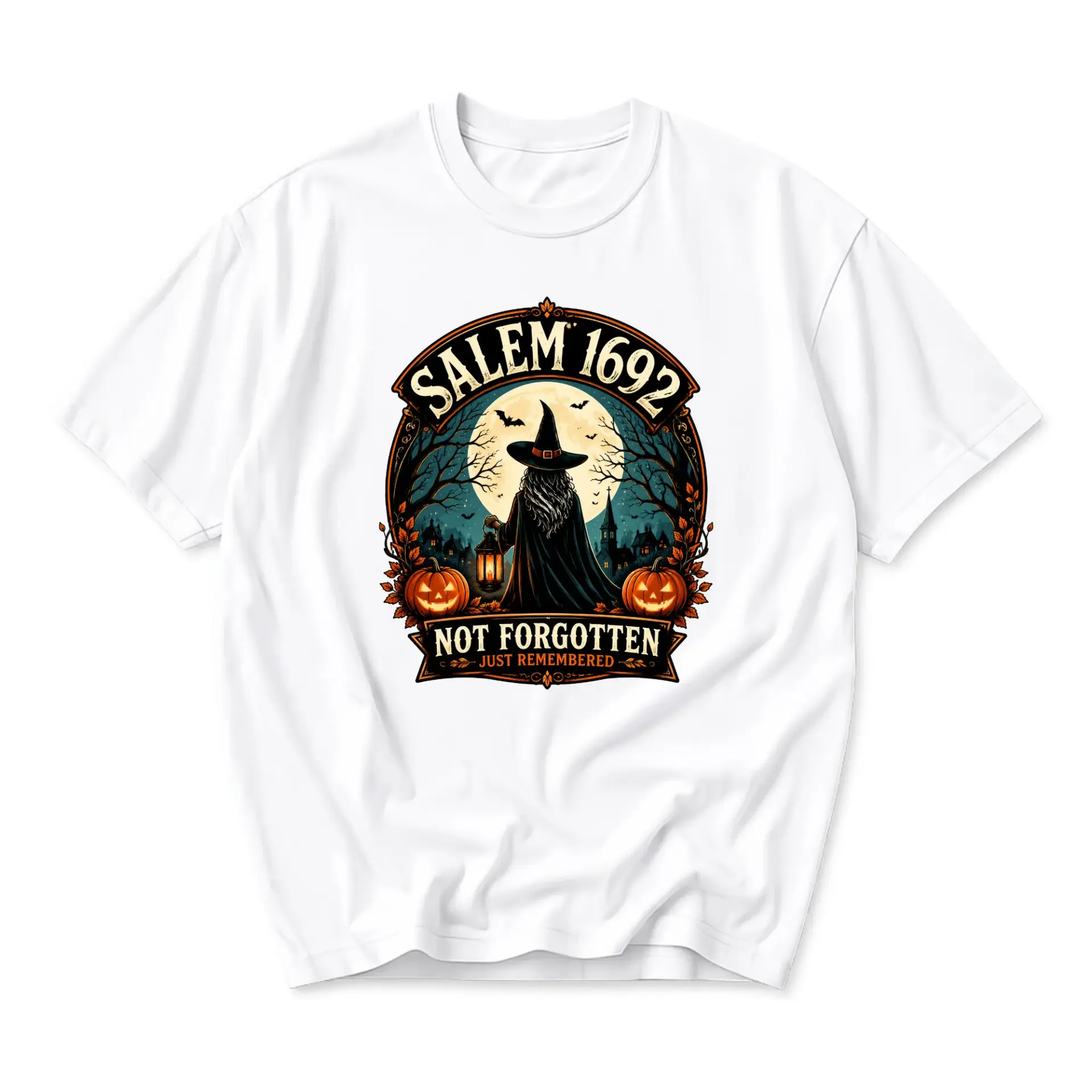 Graphic Tee Salem 1692 Not Forgotten Just Remembered Witch Art Unisex Short Sleeve Crew Neck Cotton Casual T-Shirt