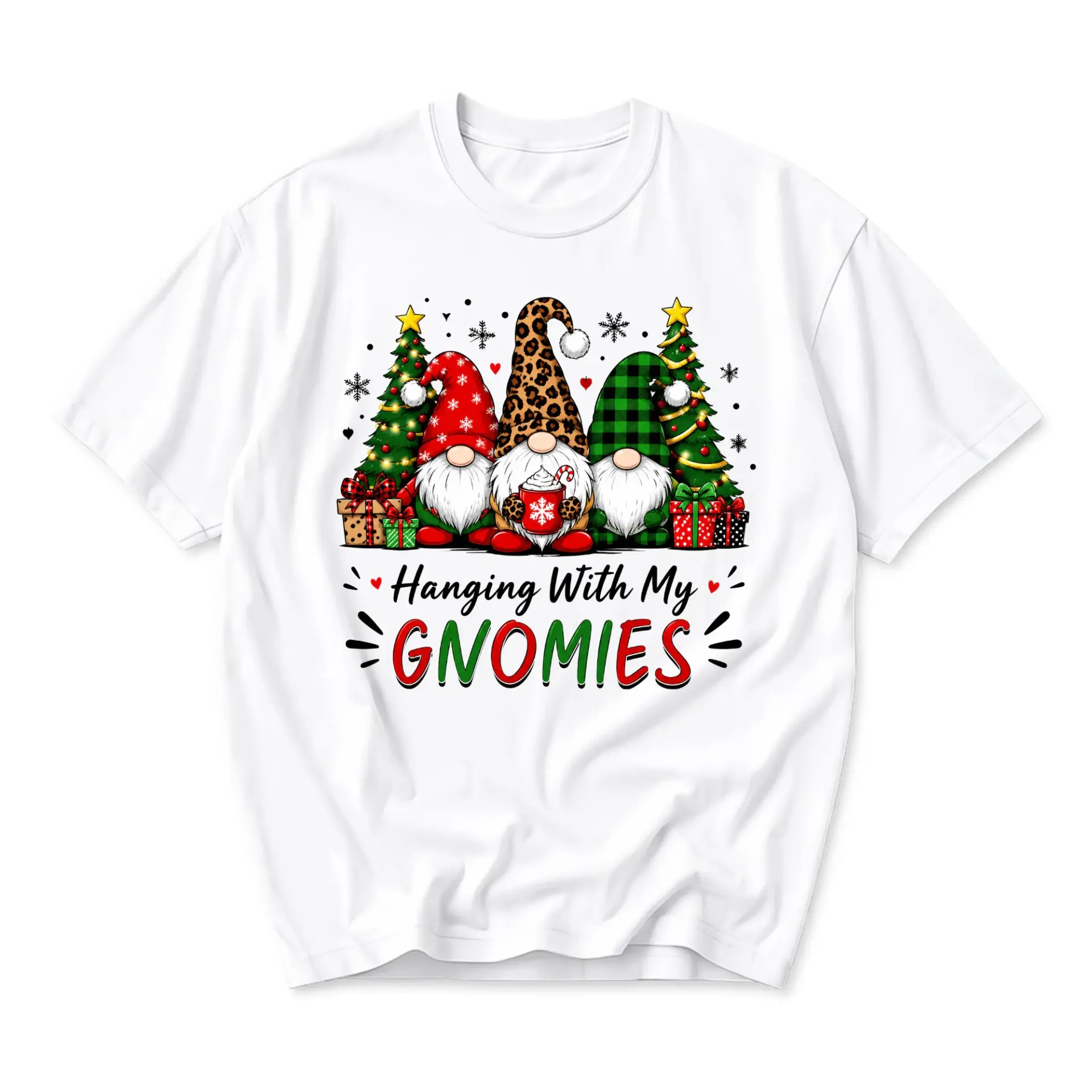 Funny Shirt Hanging with My Gnomies Graphic Tee Unisex Crew Neck Holiday