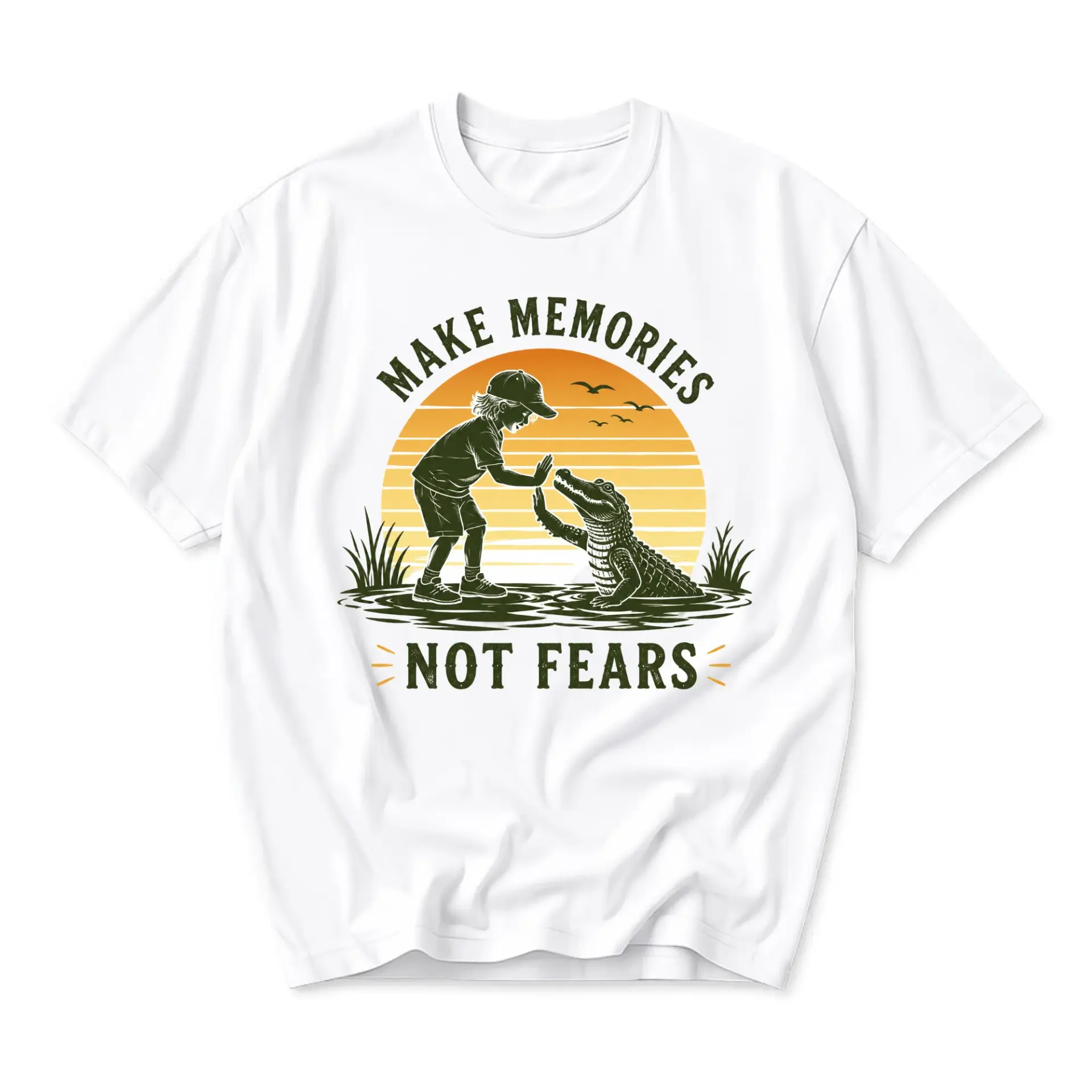 Graphic Tee Make Memories Not Fears Unisex Casual Crew Neck T-Shirt Nature Wildlife Enthusiast Cotton Apparel