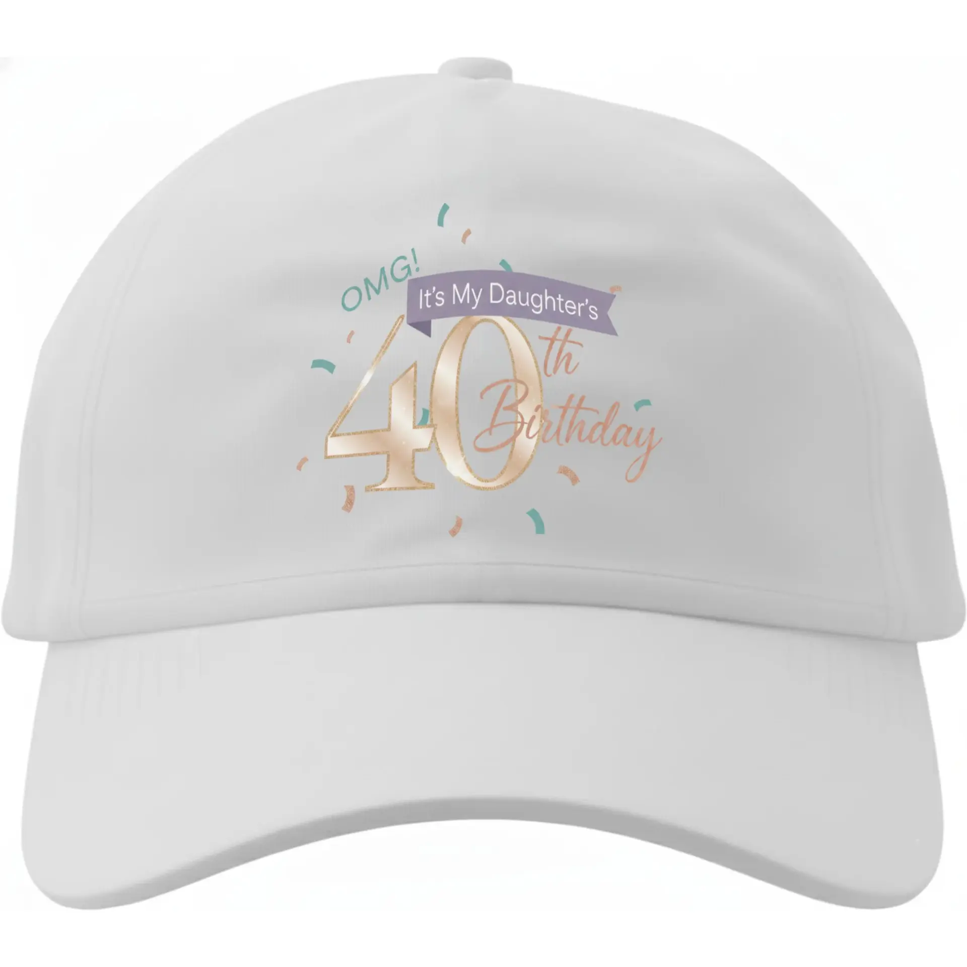 Dad Hat for Proud Parent Celebrating Daughter 40th Birthday Celebration Funny Graphic Embroidered Baseball Cap White