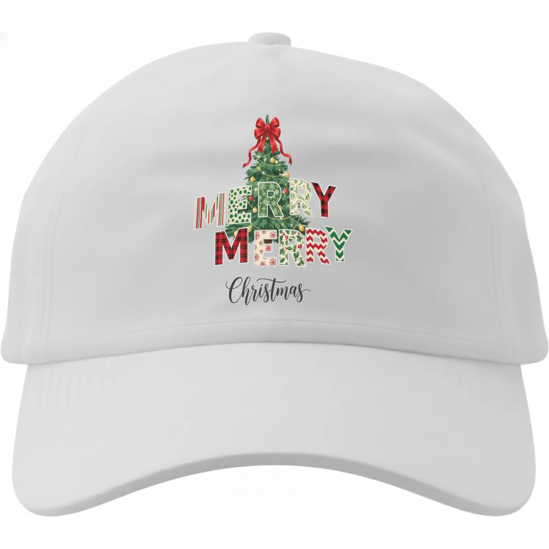 Dad Hat Christmas Tree Graphic Baseball Cap Low Profile Embroidered Style Festive Holiday Cotton Headwear Accessory