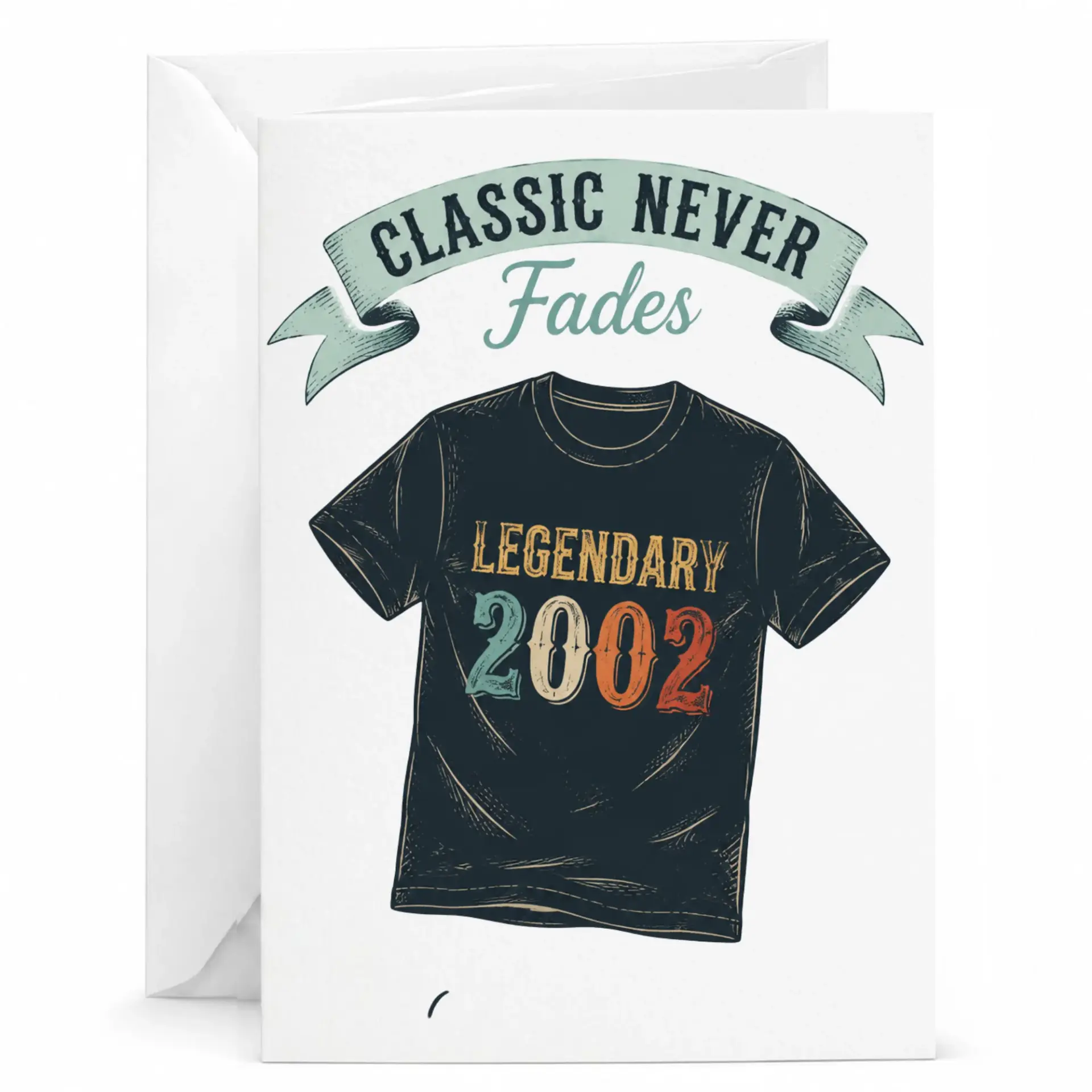 Birthday Card Classic Never Fades Legendary 2002 Vintage Style Greeting Card for Milestone Celebration 5x7 Inches