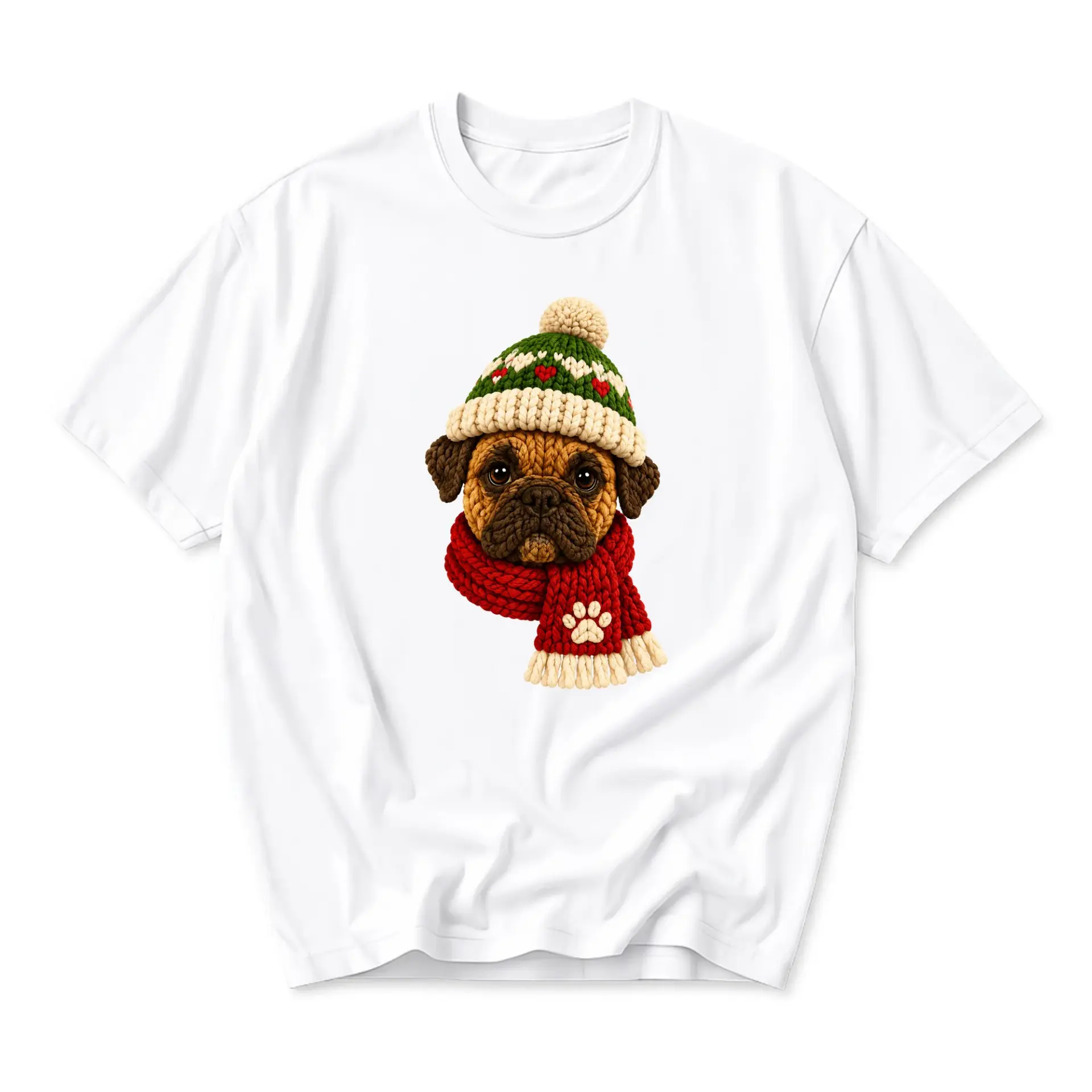 Graphic Tee Unisex Short Sleeve Shirt Featuring a Knitted Wearing a Hat and