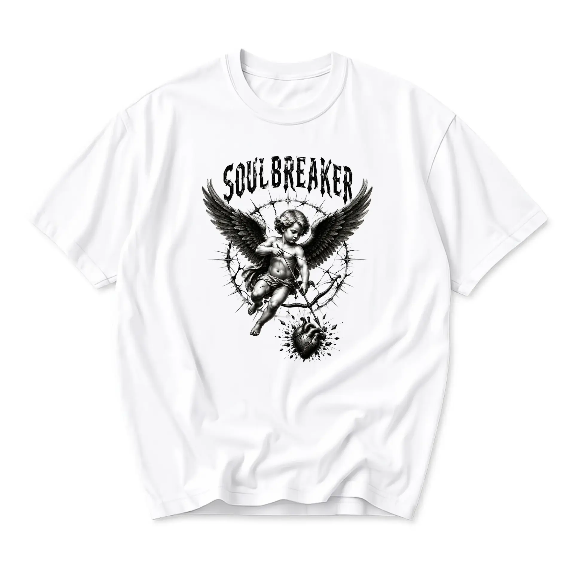 Graphic Tee Soulbreaker Winged Cupid Heart Unisex Crew Neck Short Sleeve Shirt for Casual Streetwear Fashion