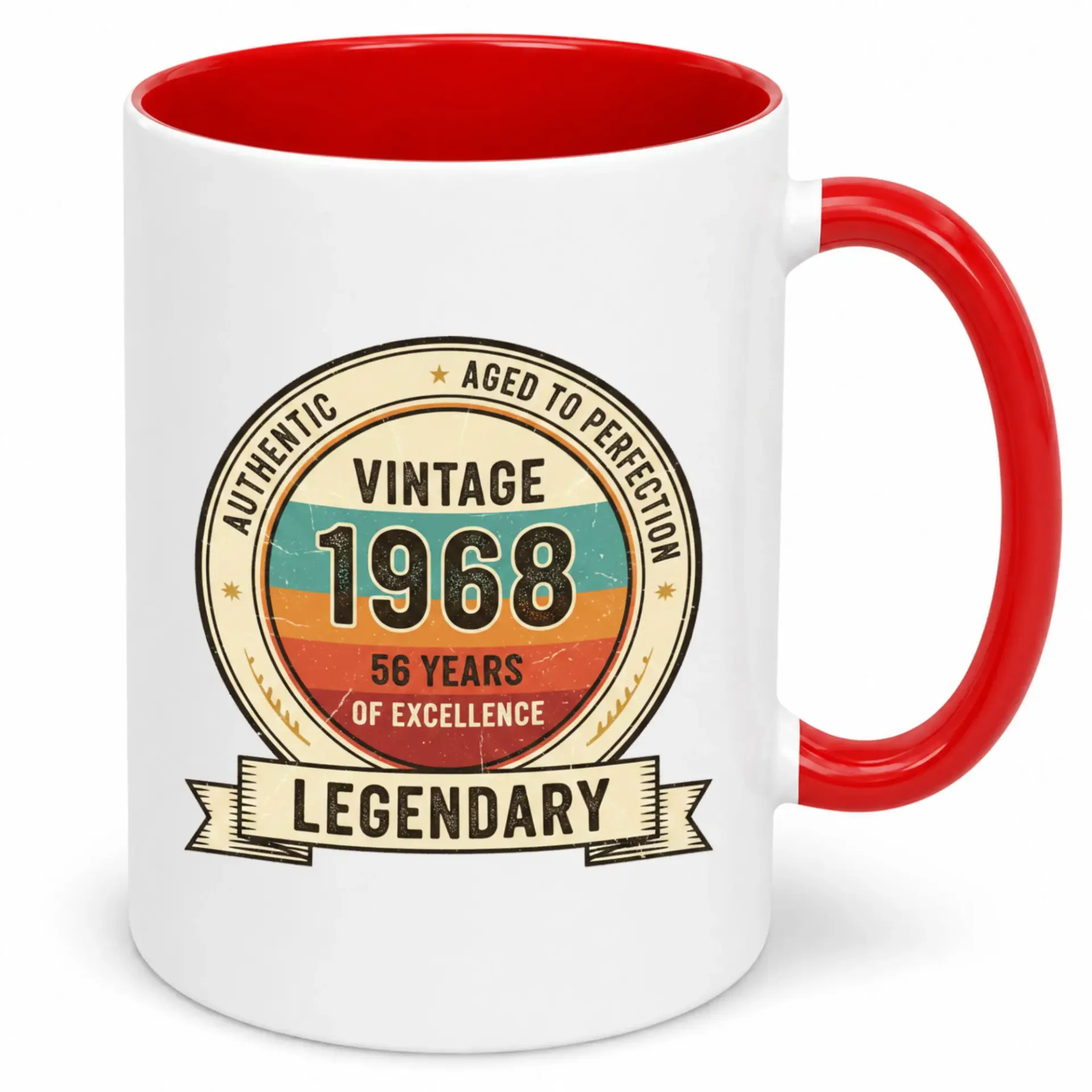 Vintage 1968 Birthday Coffee Mug 56 Years of Excellence Ceramic Cup Aged to Legendary Drinkware for Men and Women