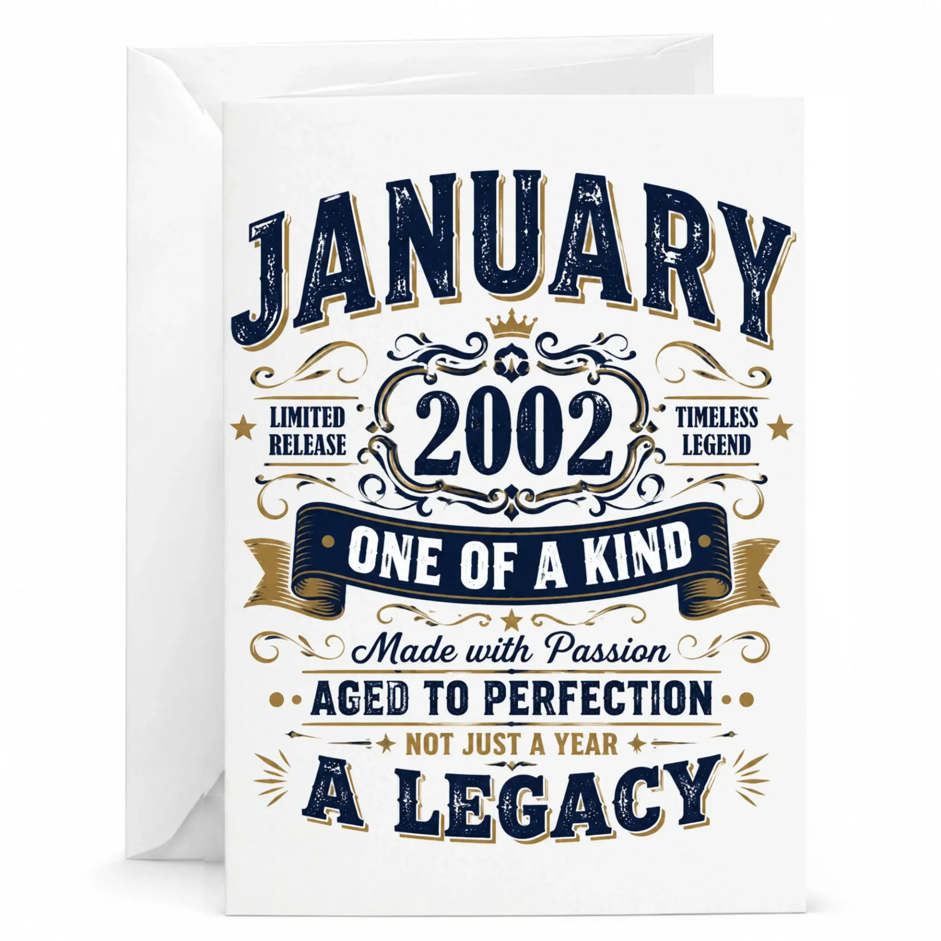 Birthday Card January 2002 Limited Edition Vintage Style Greeting Card for Birthday Anniversary Milestone Celebration