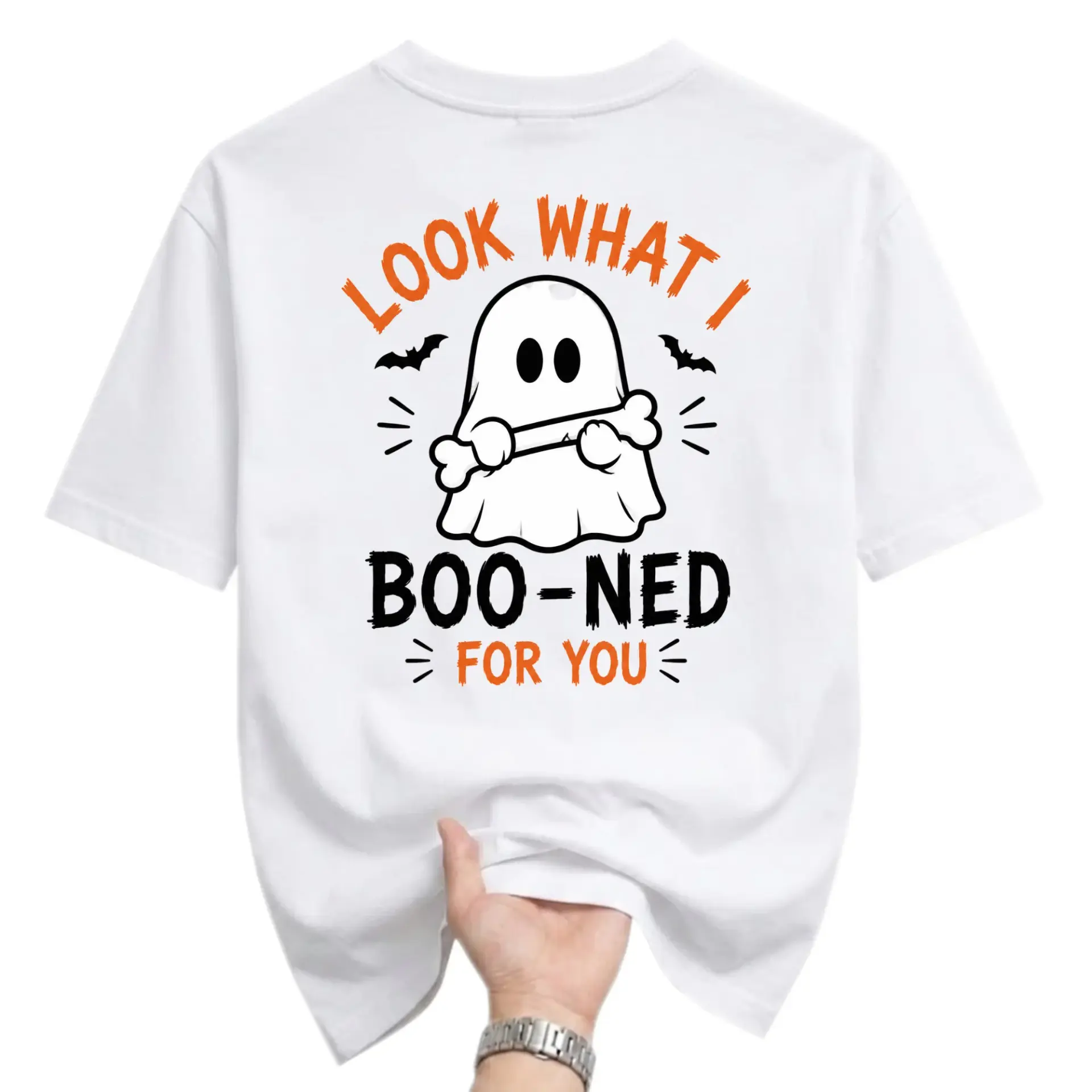 Funny Shirt Halloween Ghost Graphic Tee Casual Unisex Crew Neck Top Short Sleeve Comfortable Cotton Blend Apparel