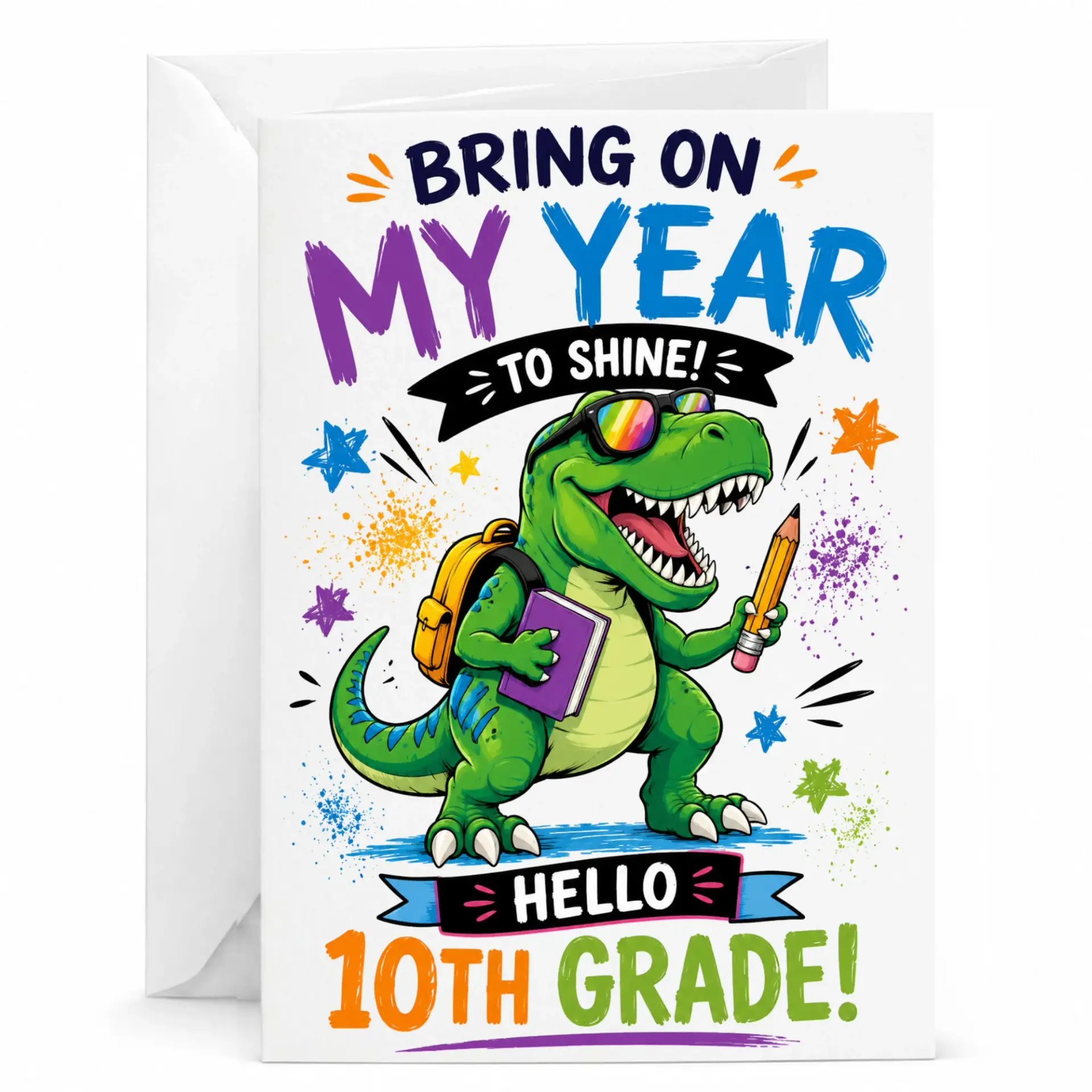 Funny Dinosaur Greeting Card Bring on My Year 10th Design for Milestone Celebrations and Encouragement