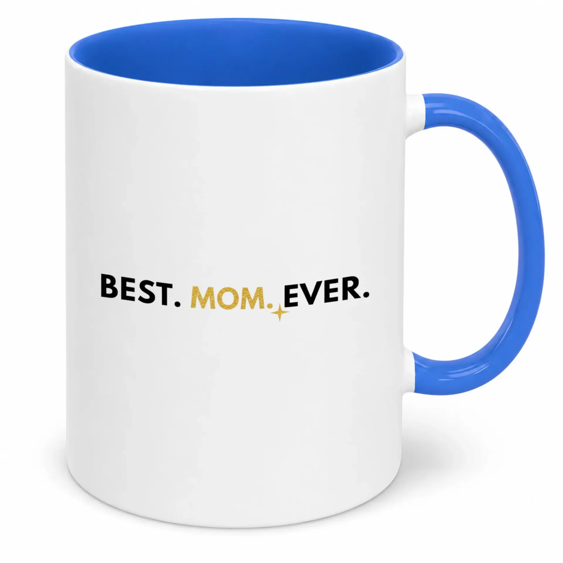 Best Mom Ever Ceramic Coffee Mug with Blue Handle Thoughtful Appreciation Gift for Mother's Day Birthday or Everyday Use