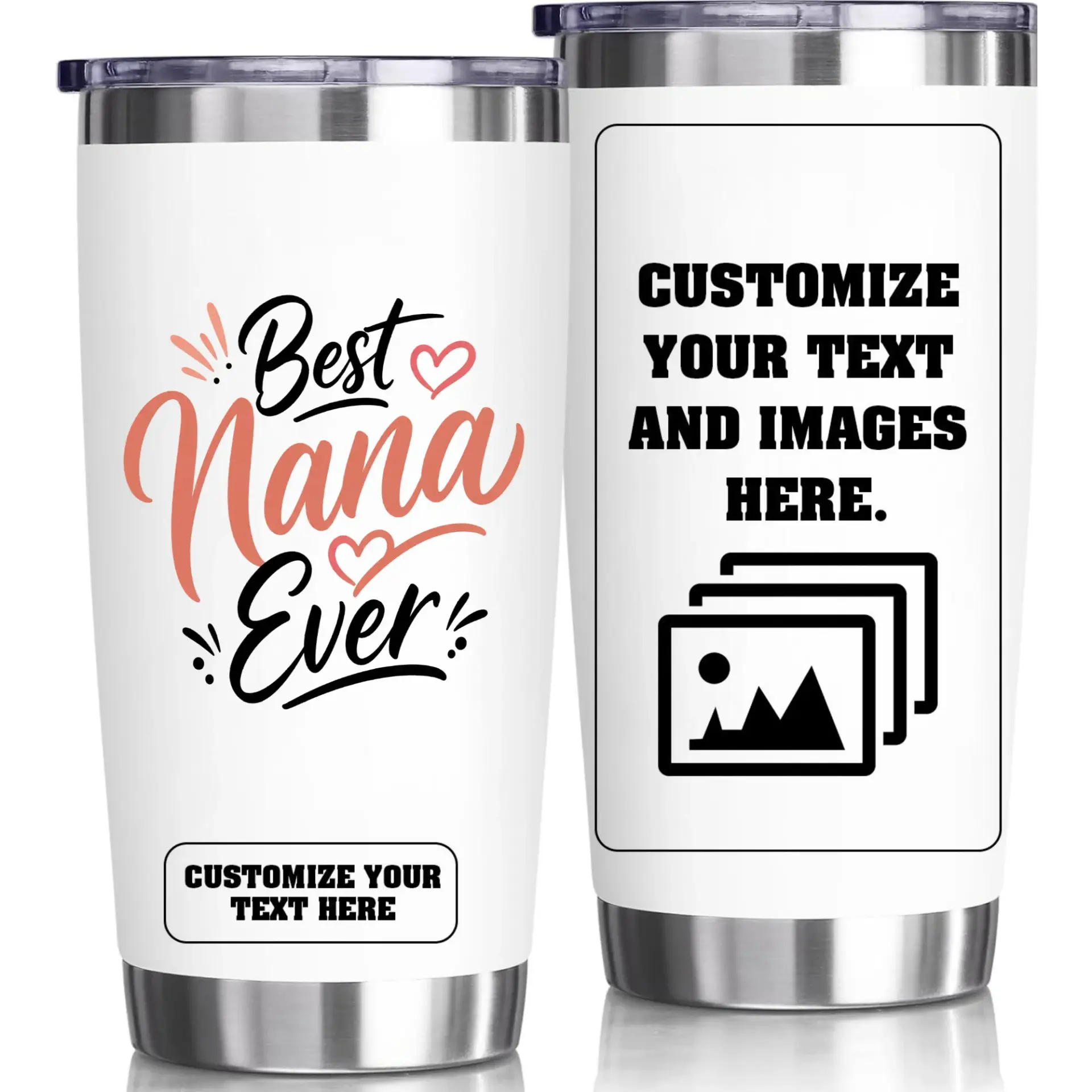Stainless Steel Tumbler 20oz Best Nana Ever Personalized Travel Mug Double Wall Vacuum Insulated Coffee Cup for Drinks