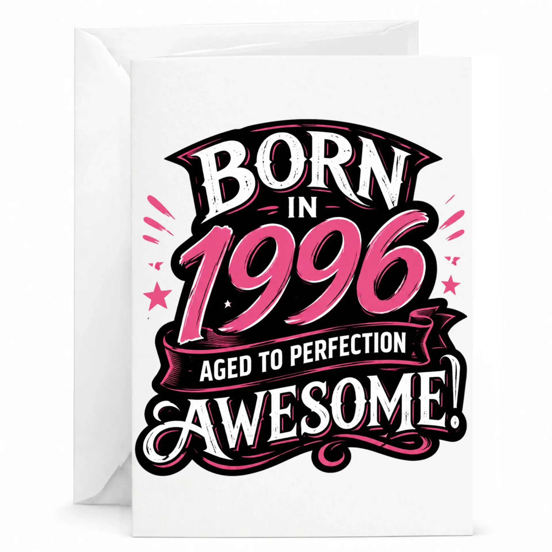 Birthday Card Born in 1996 Aged to Perfection Awesome Greeting Card for Milestone Celebration with White Envelope