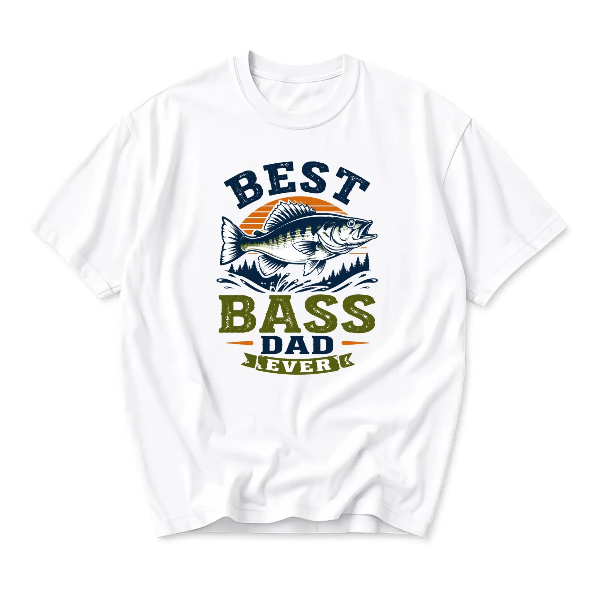 Funny Shirt Best Dad Ever Graphic Print T-Shirt Featuring a Fisherman
