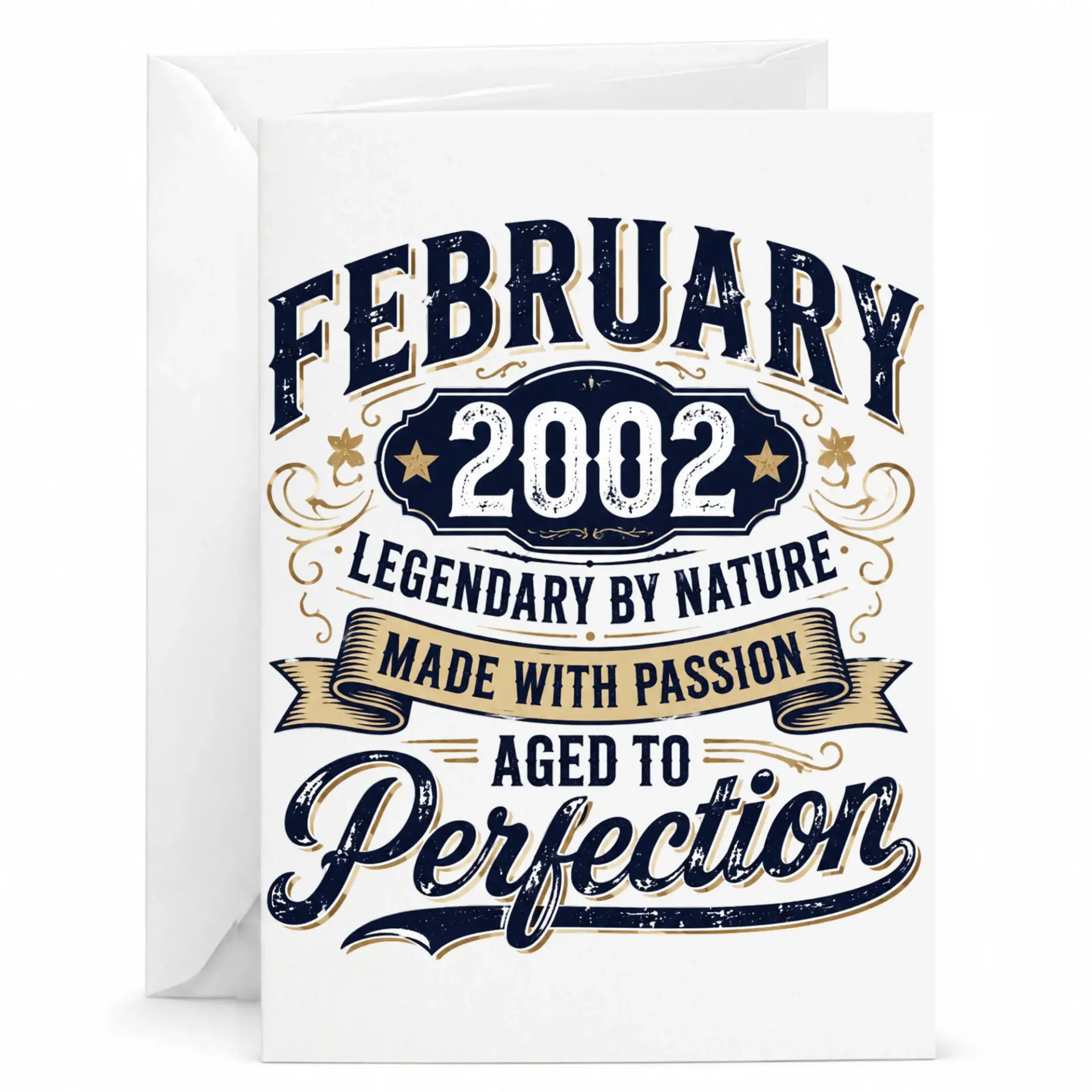 Birthday Card February 2002 Legendary by Nature Funny Vintage Style Greeting Card for Milestone Celebrations 5x7 Inches