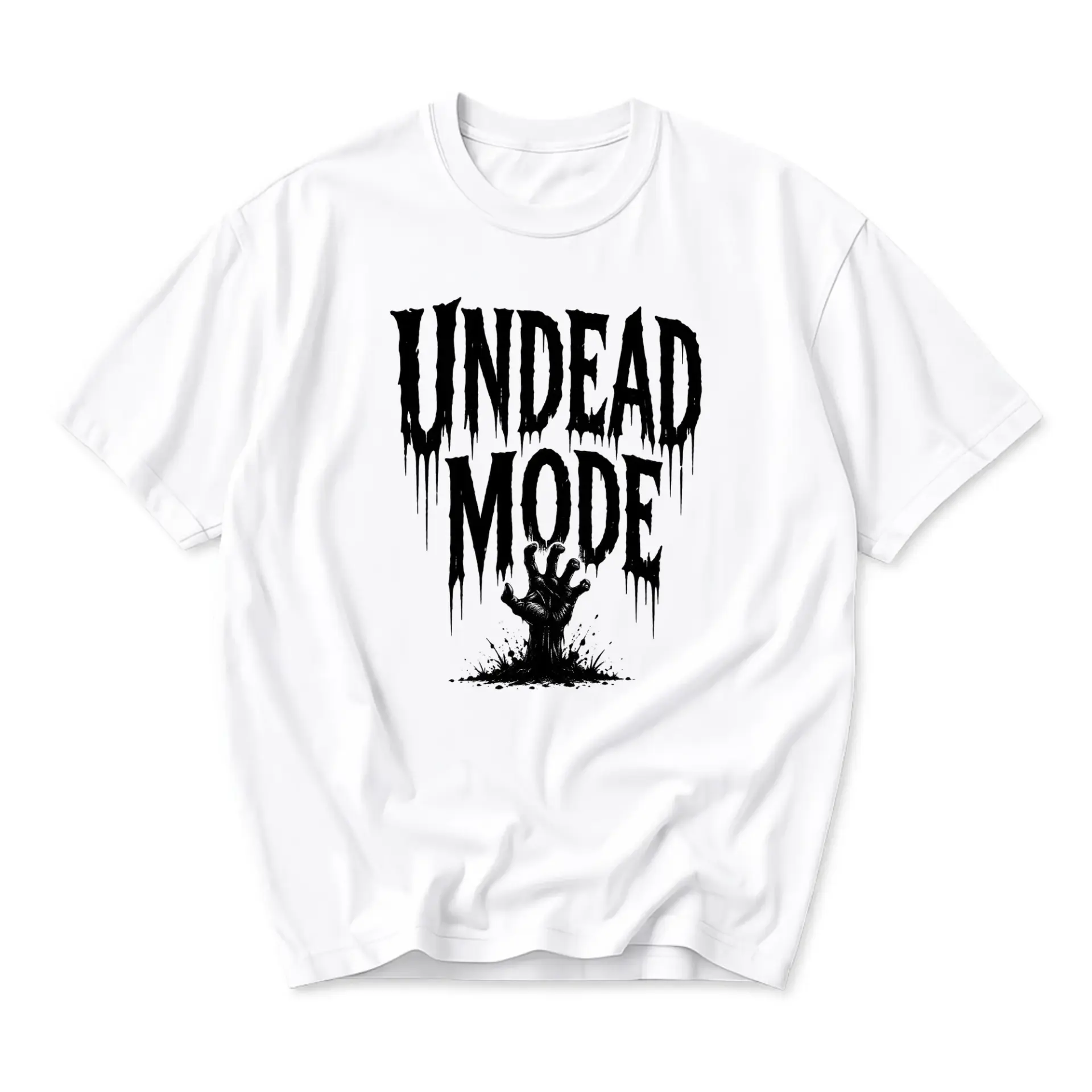 Graphic Tee Undead Mode Horror Theme Shirt Unisex Crew Neck Short Sleeve Casual Cotton Blend Apparel White