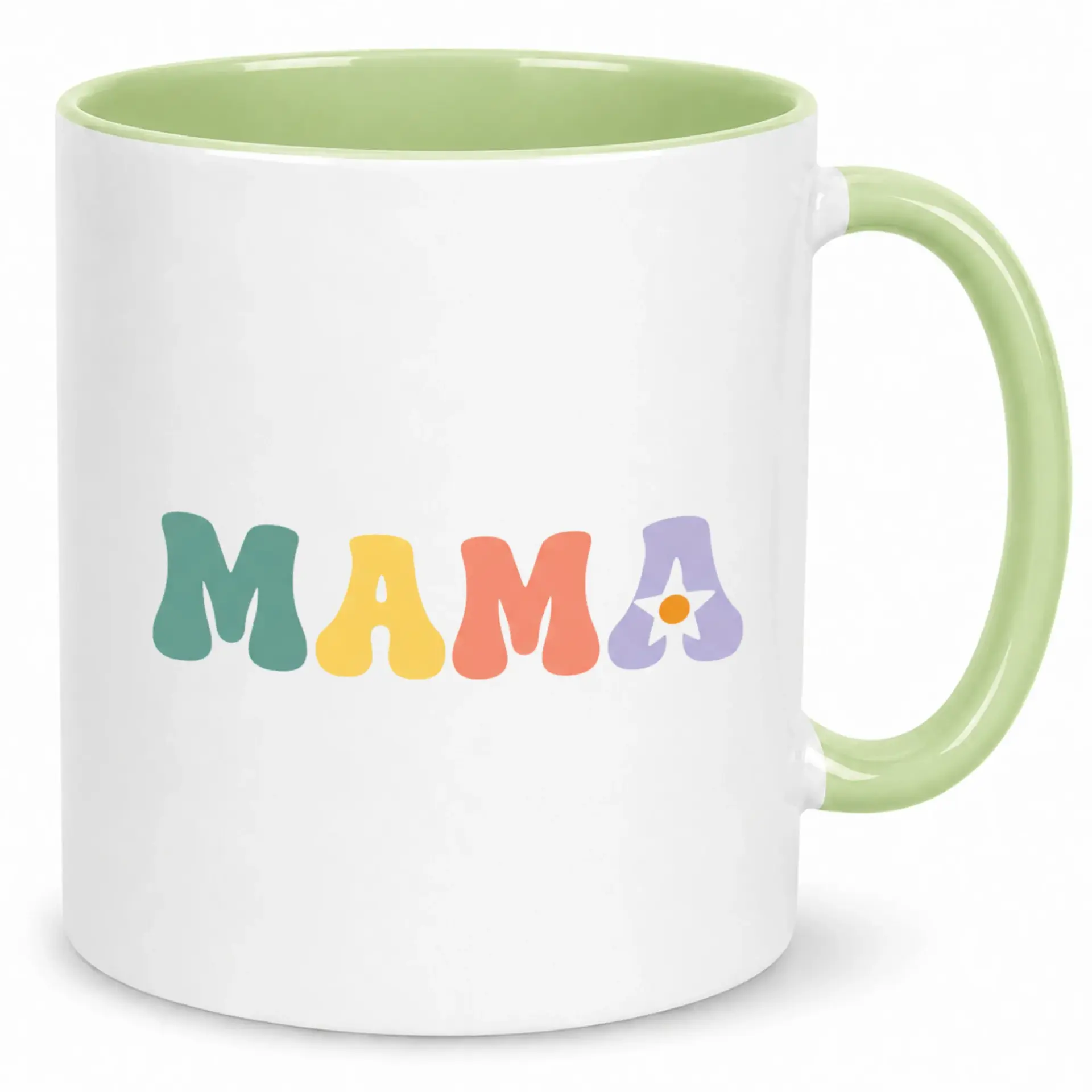 Mama Coffee Mug Retro Bubble Letter Ceramic with Star Accent Unique Mother's Day Gift for Mom Wife Grandma